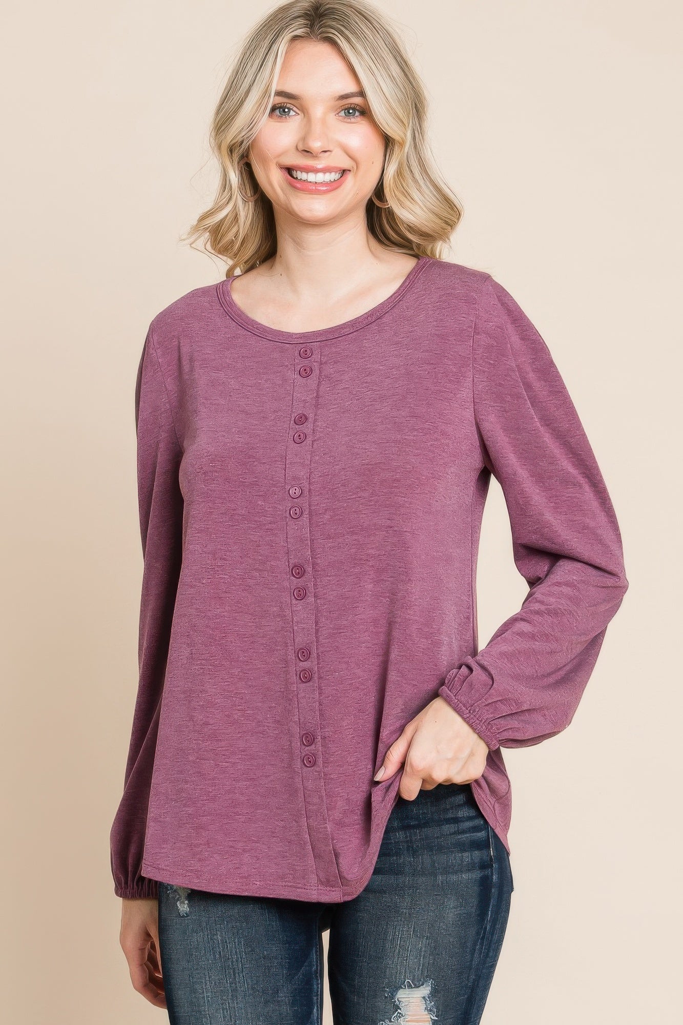 Solid Tr Spandex Long Sleeve Top-Product Type | Naughty Smile Fashion