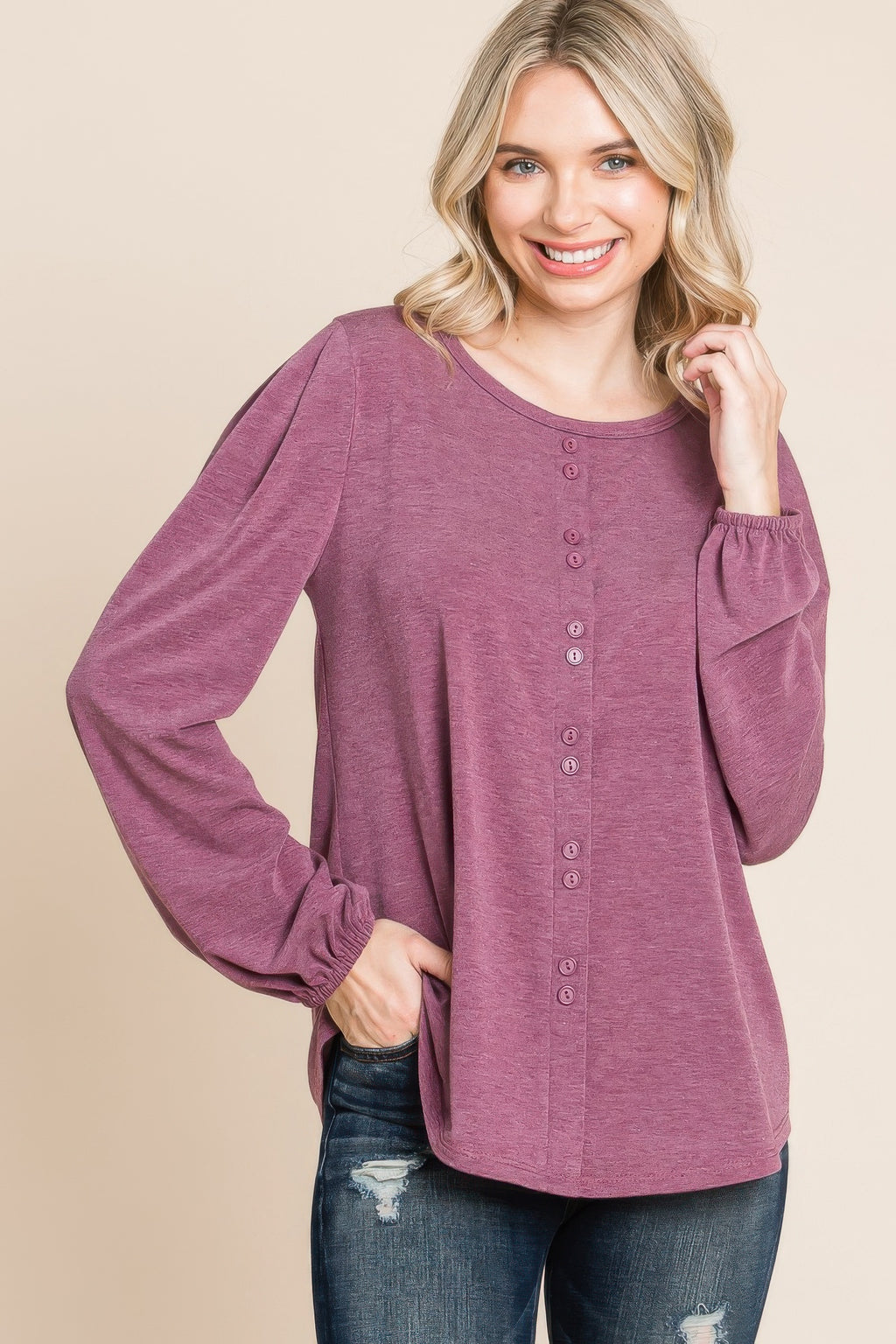 Solid Tr Spandex Long Sleeve Top-Product Type | Naughty Smile Fashion
