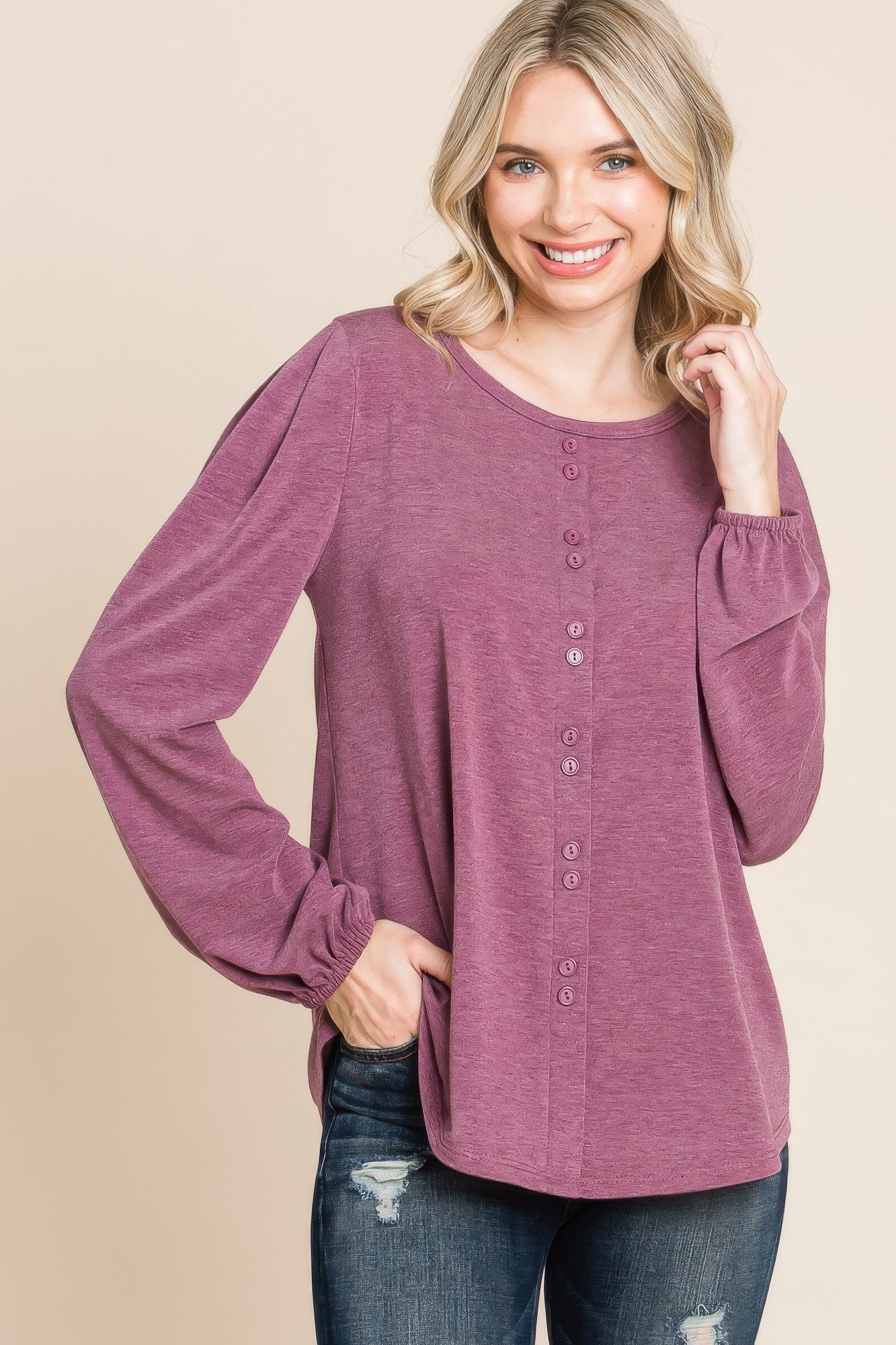 Solid Tr Spandex Long Sleeve Top-Product Type | Naughty Smile Fashion