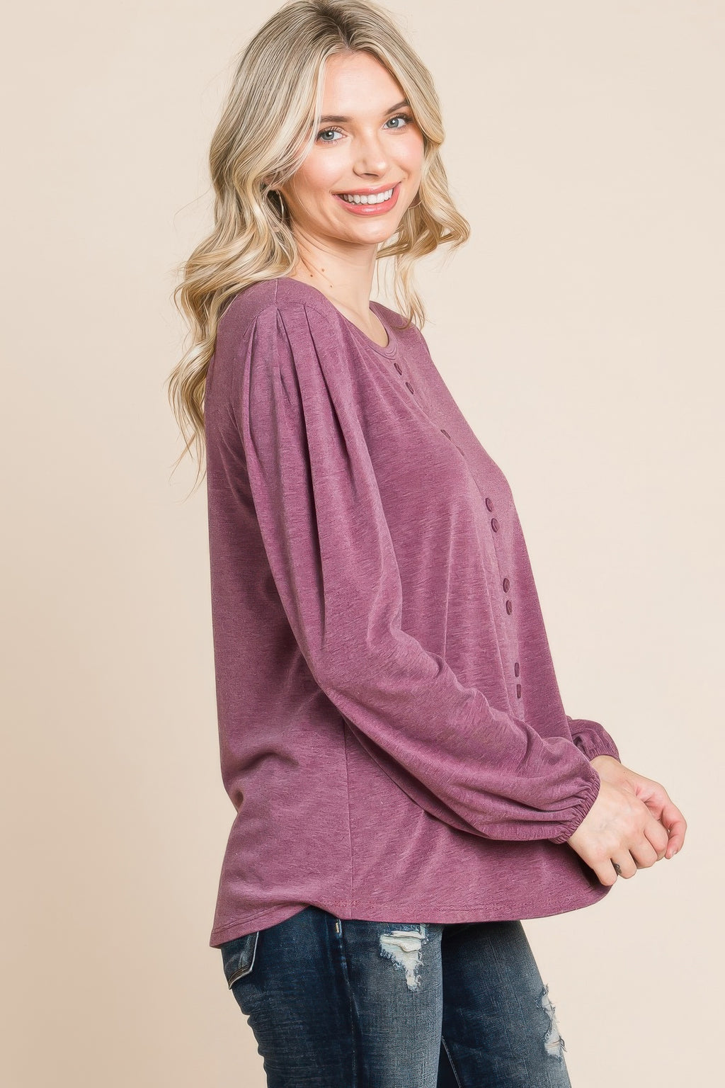 Solid Tr Spandex Long Sleeve Top-Product Type | Naughty Smile Fashion