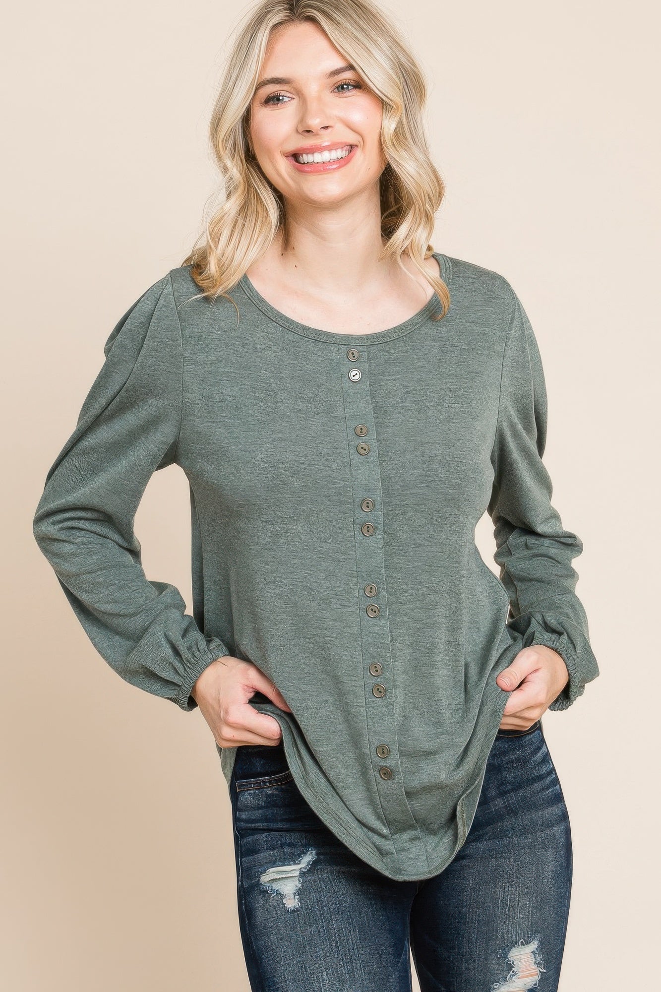 Solid Tr Spandex Long Sleeve Top-Product Type | Naughty Smile Fashion