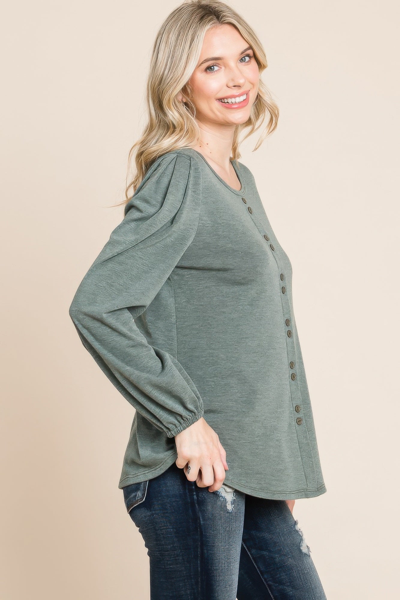 Solid Tr Spandex Long Sleeve Top-Product Type | Naughty Smile Fashion