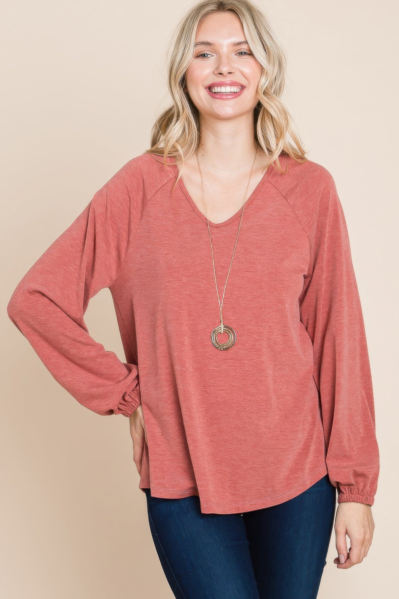 Casual V Neck Basic Long Sleeve Top-Product Type | Naughty Smile Fashion