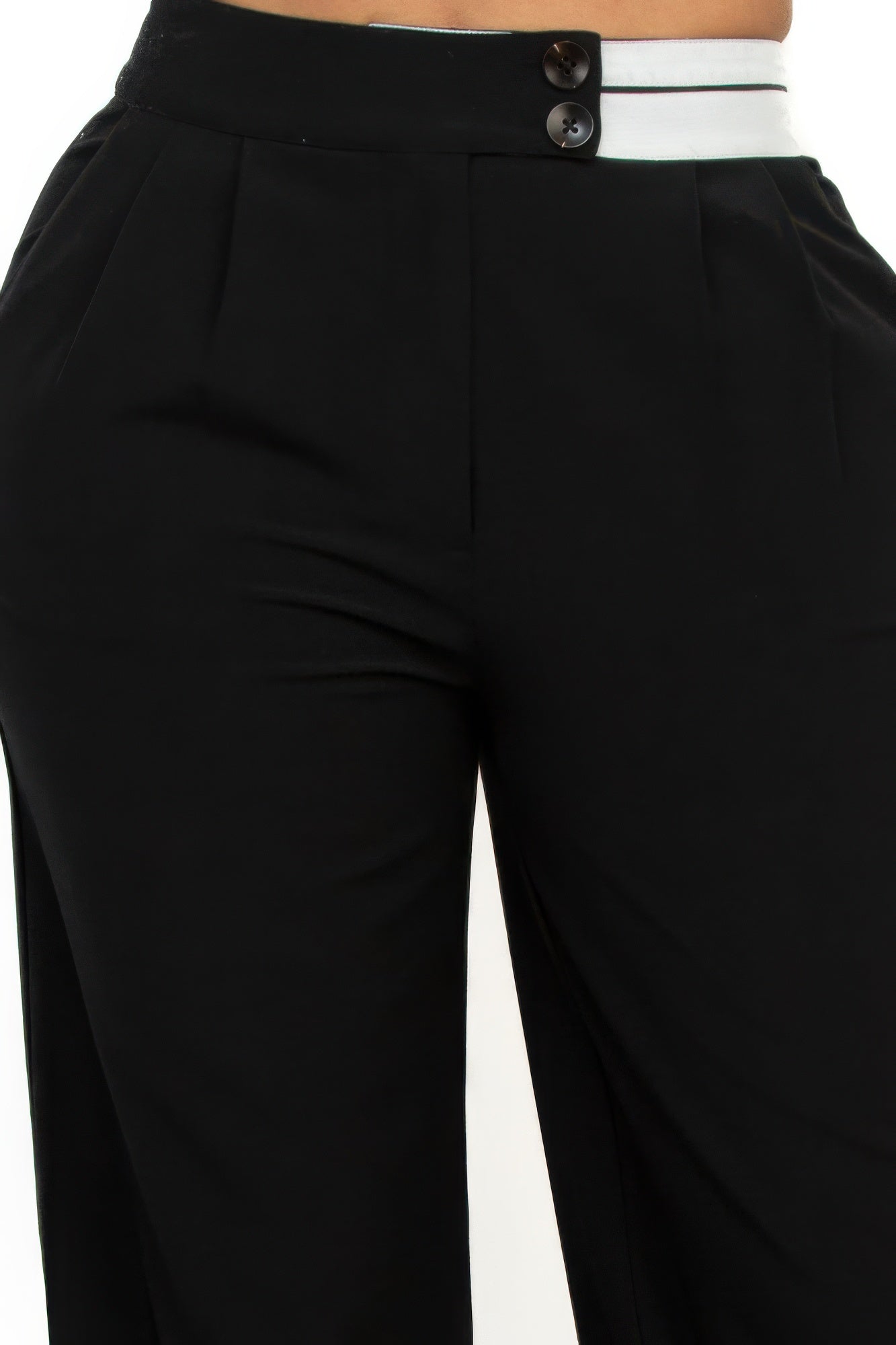 High-rise wide elastic contrast waist pants-Product Type | Naughty Smile Fashion