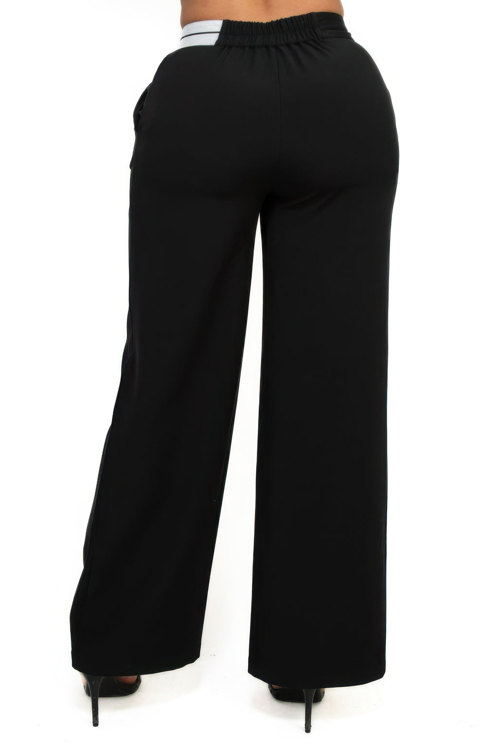 High-rise wide elastic contrast waist pants-Product Type | Naughty Smile Fashion
