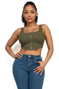Zip-up square neck crop top-Product Type | Naughty Smile Fashion