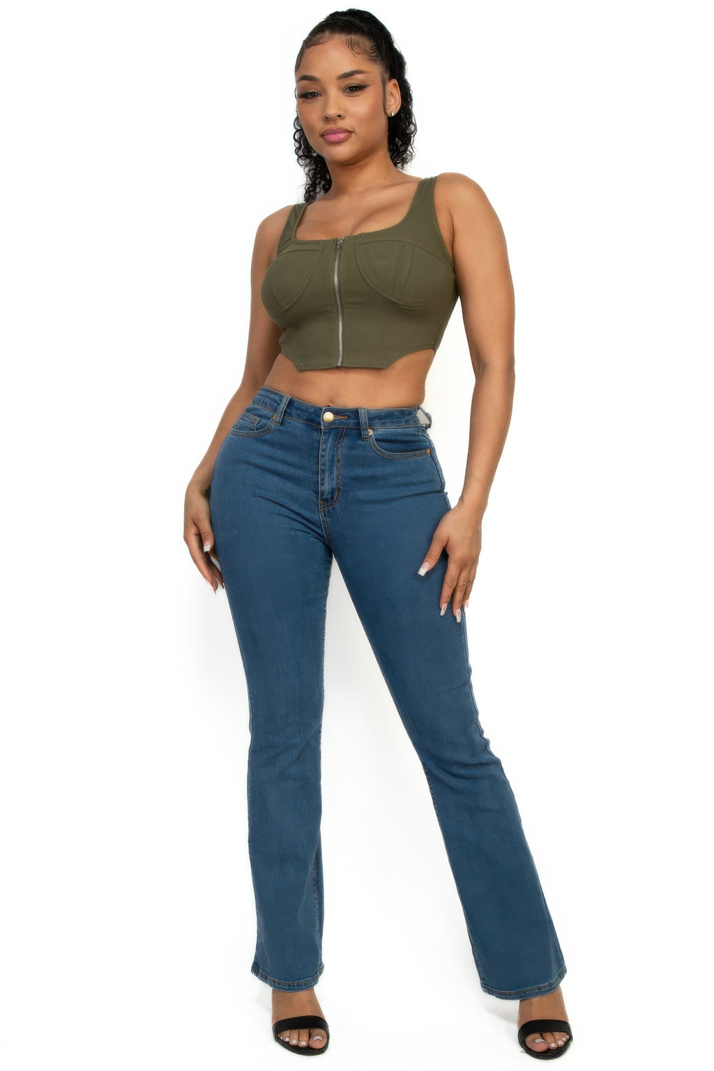 Zip-up square neck crop top-Product Type | Naughty Smile Fashion