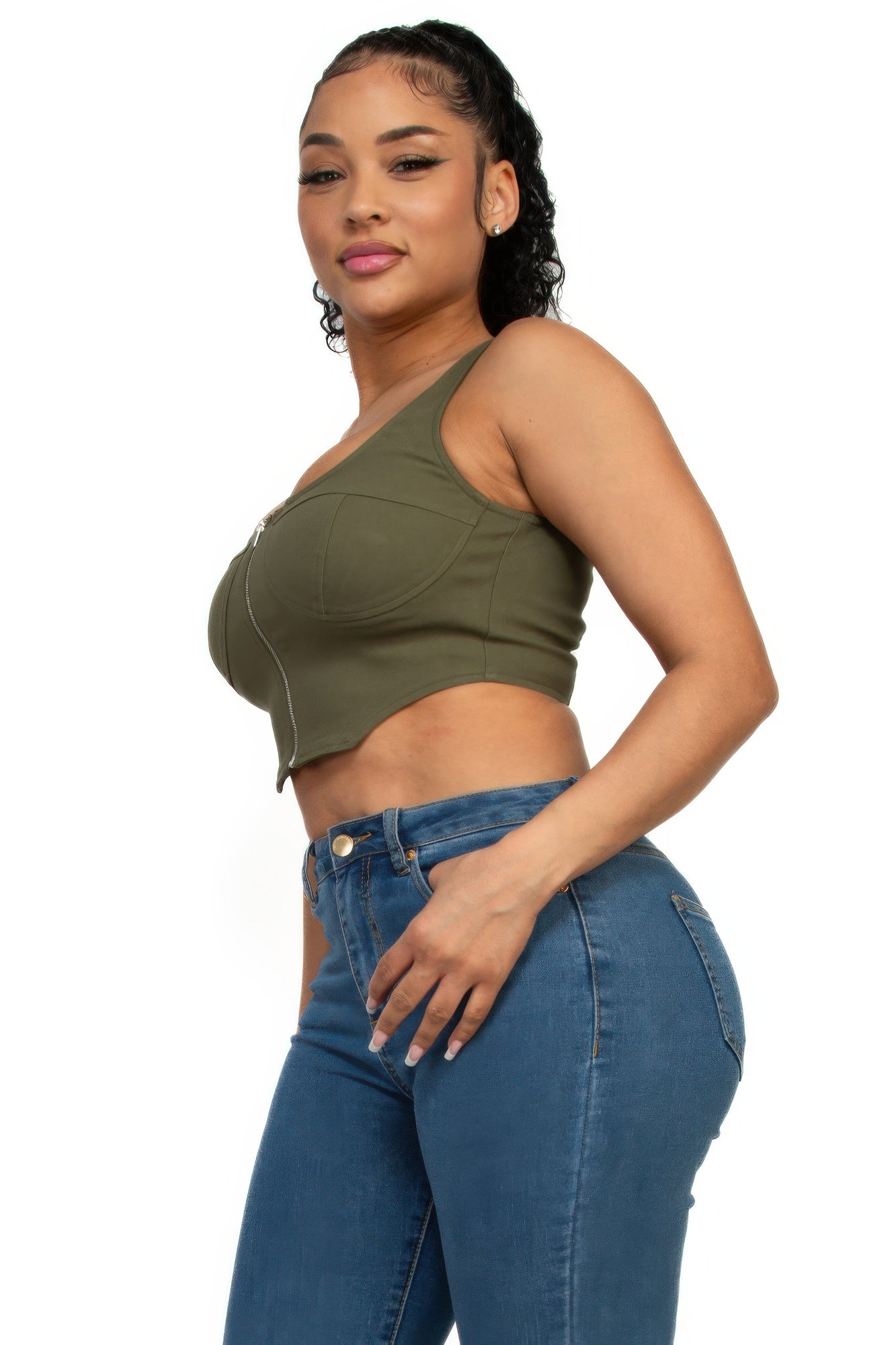 Zip-up square neck crop top-Product Type | Naughty Smile Fashion