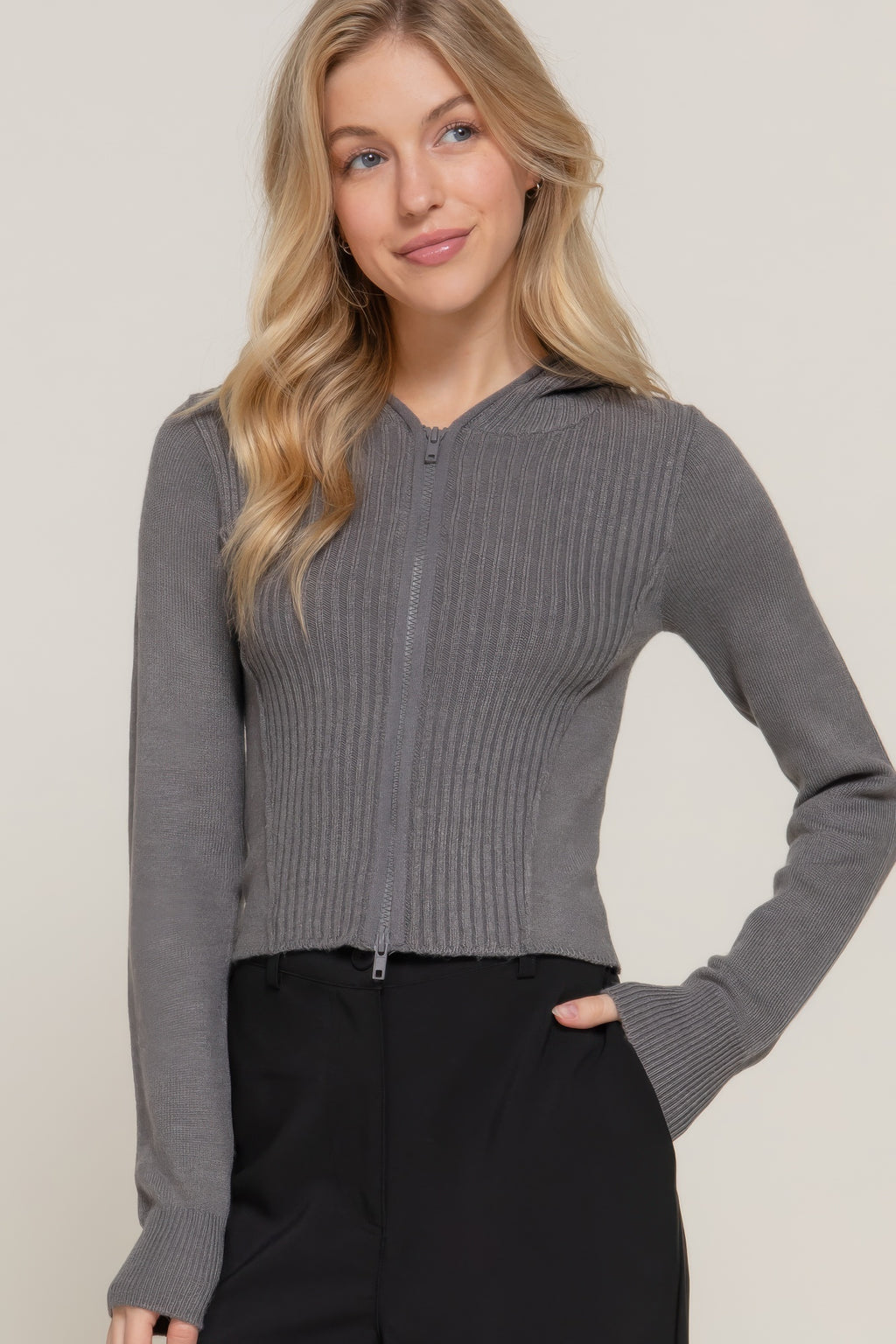 2-way zip closure sweater hoodie cardigan-Product Type | Naughty Smile Fashion