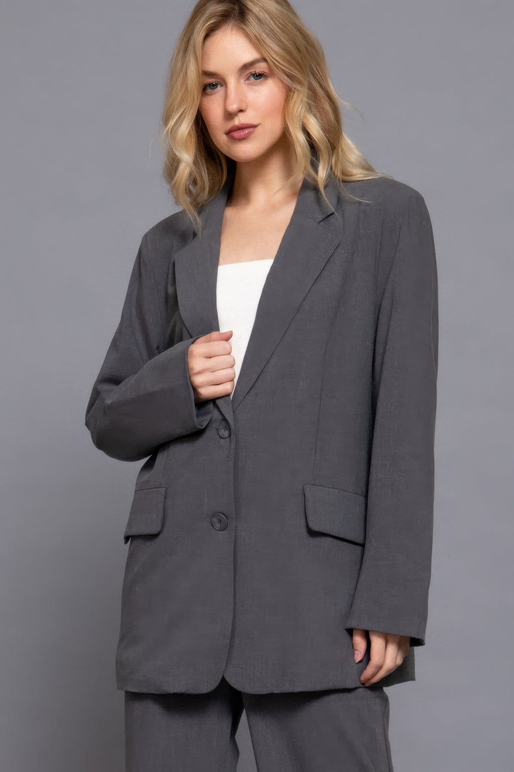 Long slv front button closure blazer-Product Type | Naughty Smile Fashion