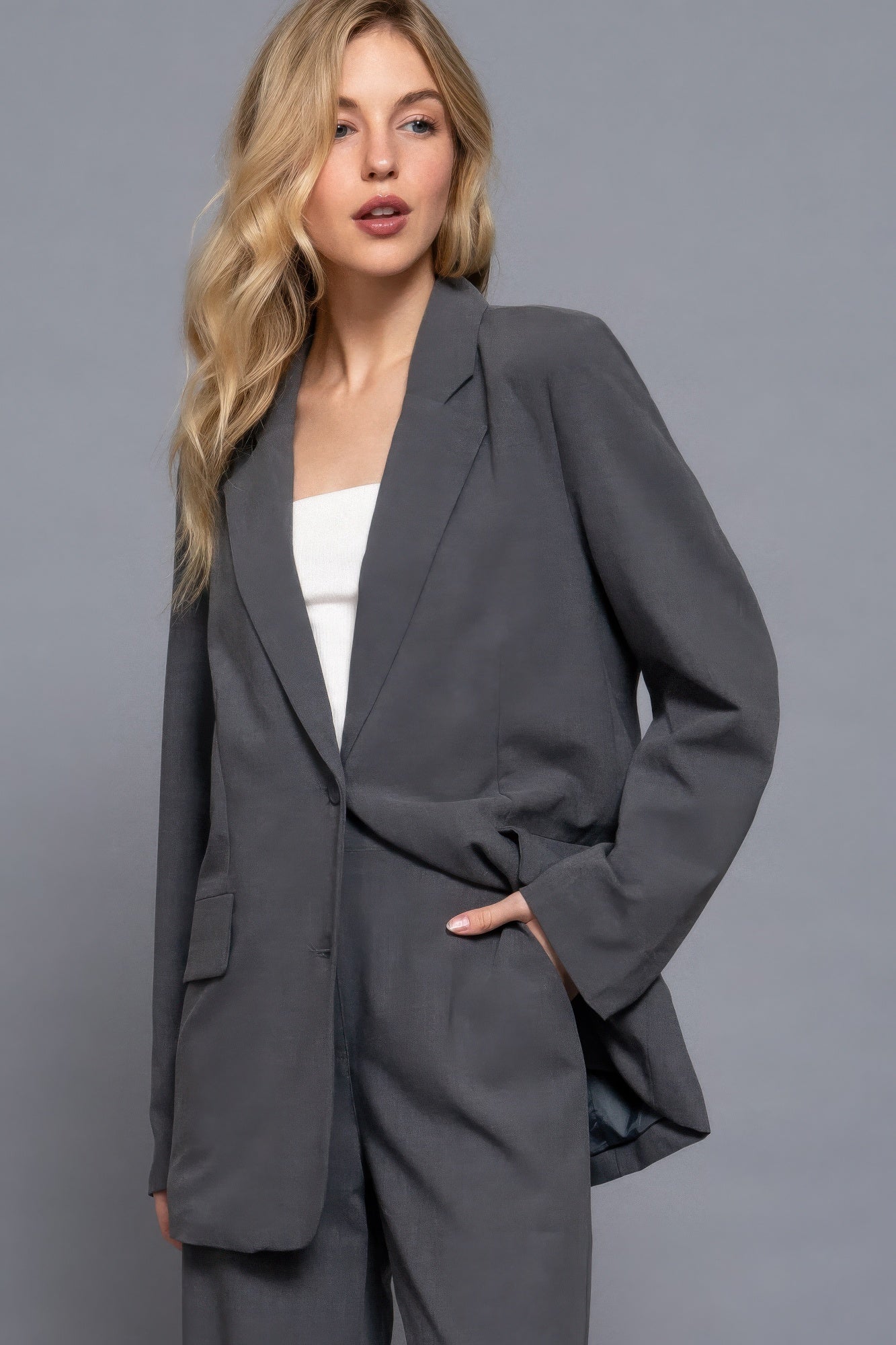 Long slv front button closure blazer-Product Type | Naughty Smile Fashion