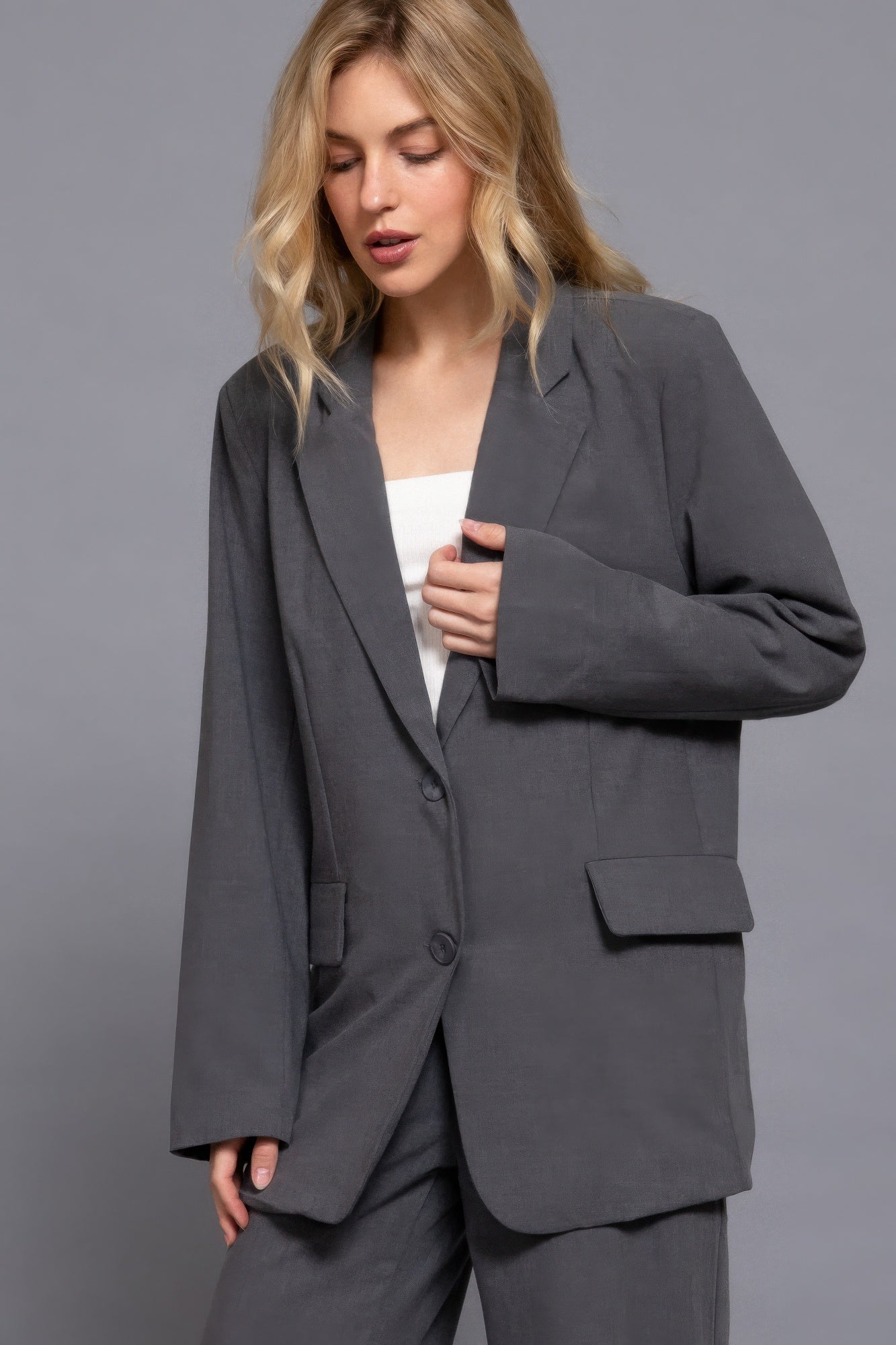 Long slv front button closure blazer-Product Type | Naughty Smile Fashion
