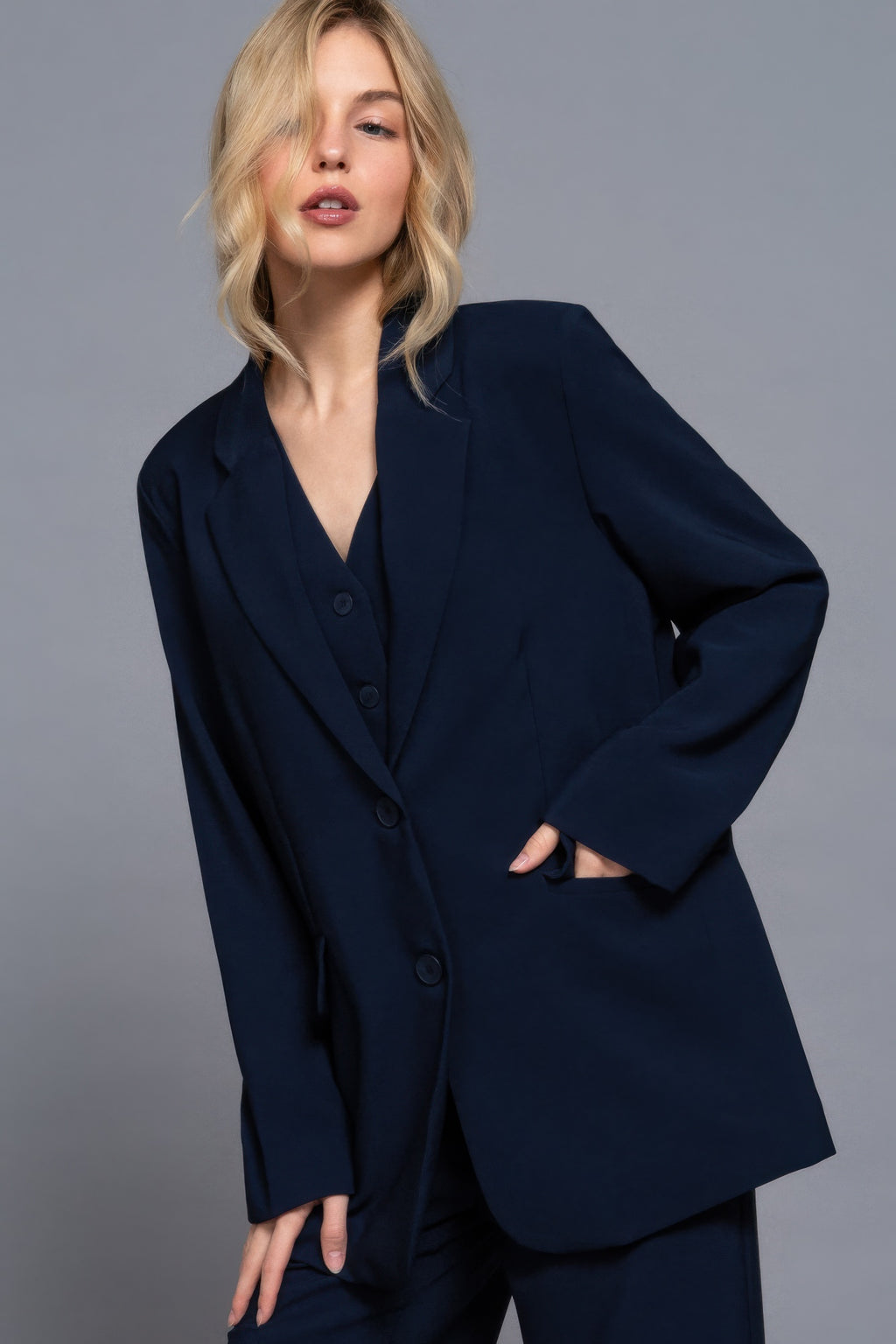 Long slv front button closure blazer-Product Type | Naughty Smile Fashion