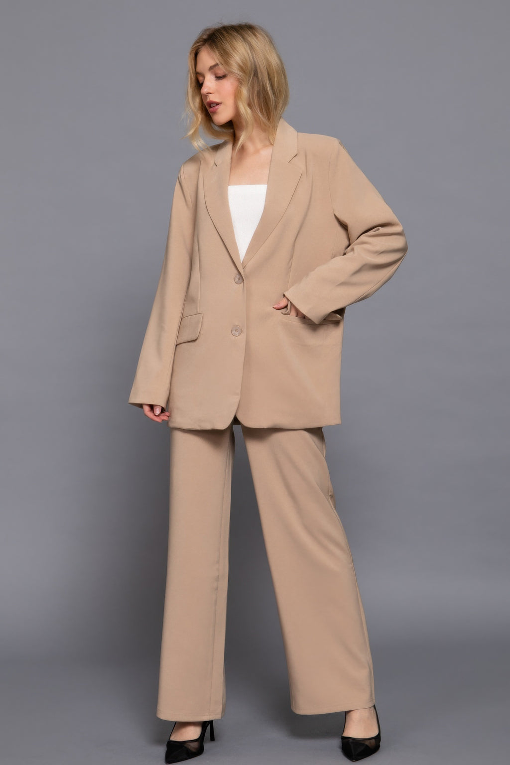 Long slv front button closure blazer-Product Type | Naughty Smile Fashion