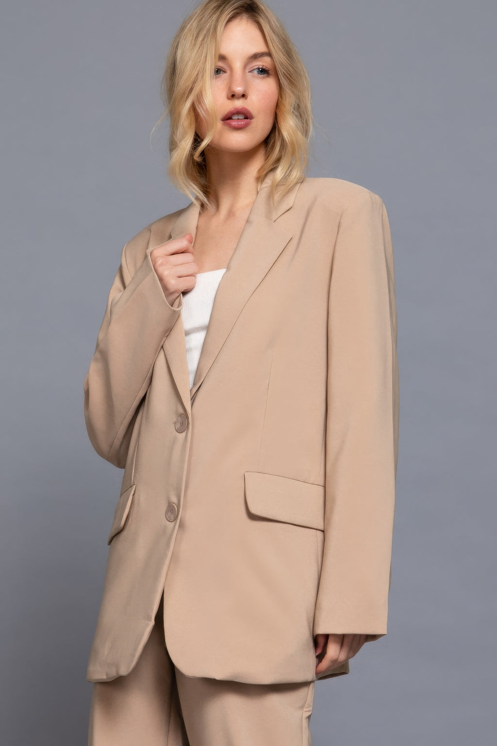 Long slv front button closure blazer-Product Type | Naughty Smile Fashion