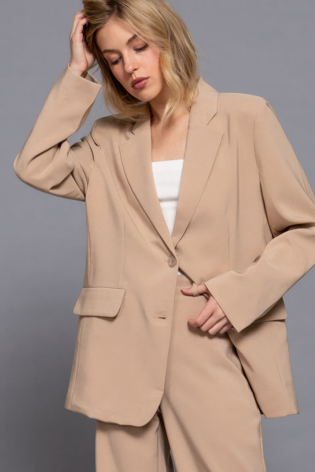 Long slv front button closure blazer-Product Type | Naughty Smile Fashion