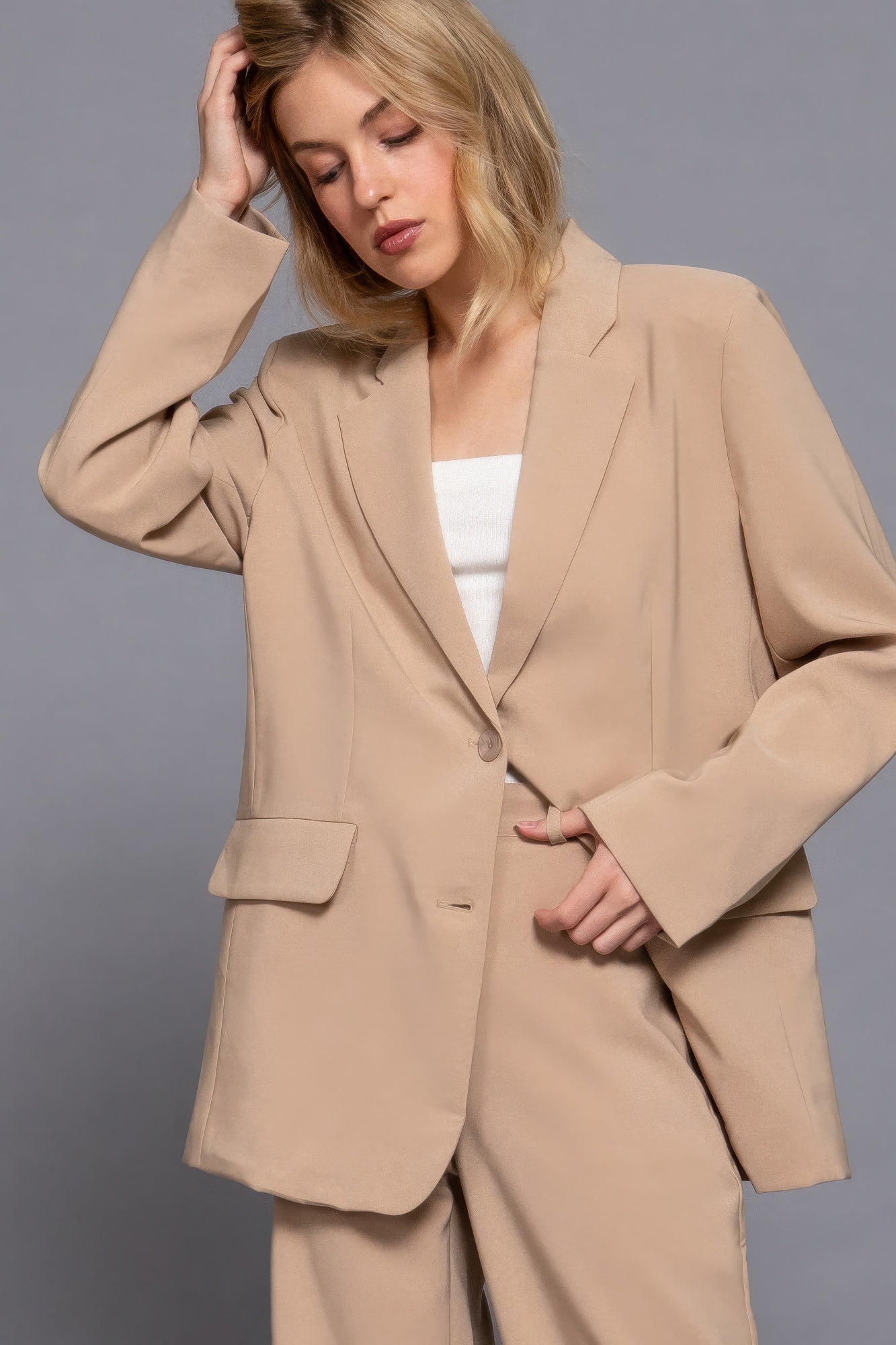 Long slv front button closure blazer-Product Type | Naughty Smile Fashion