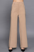 Back elastic straight woven long pants-Product Type | Naughty Smile Fashion