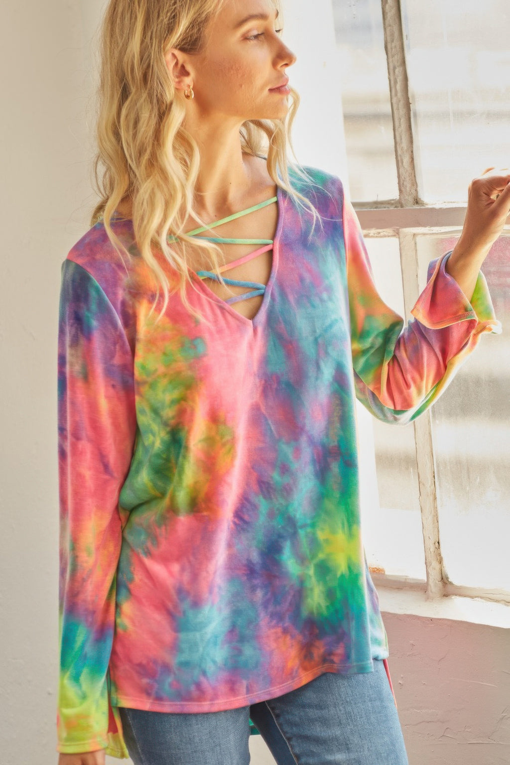 Tie-dye Cage Hi-low Top-Product Type | Naughty Smile Fashion