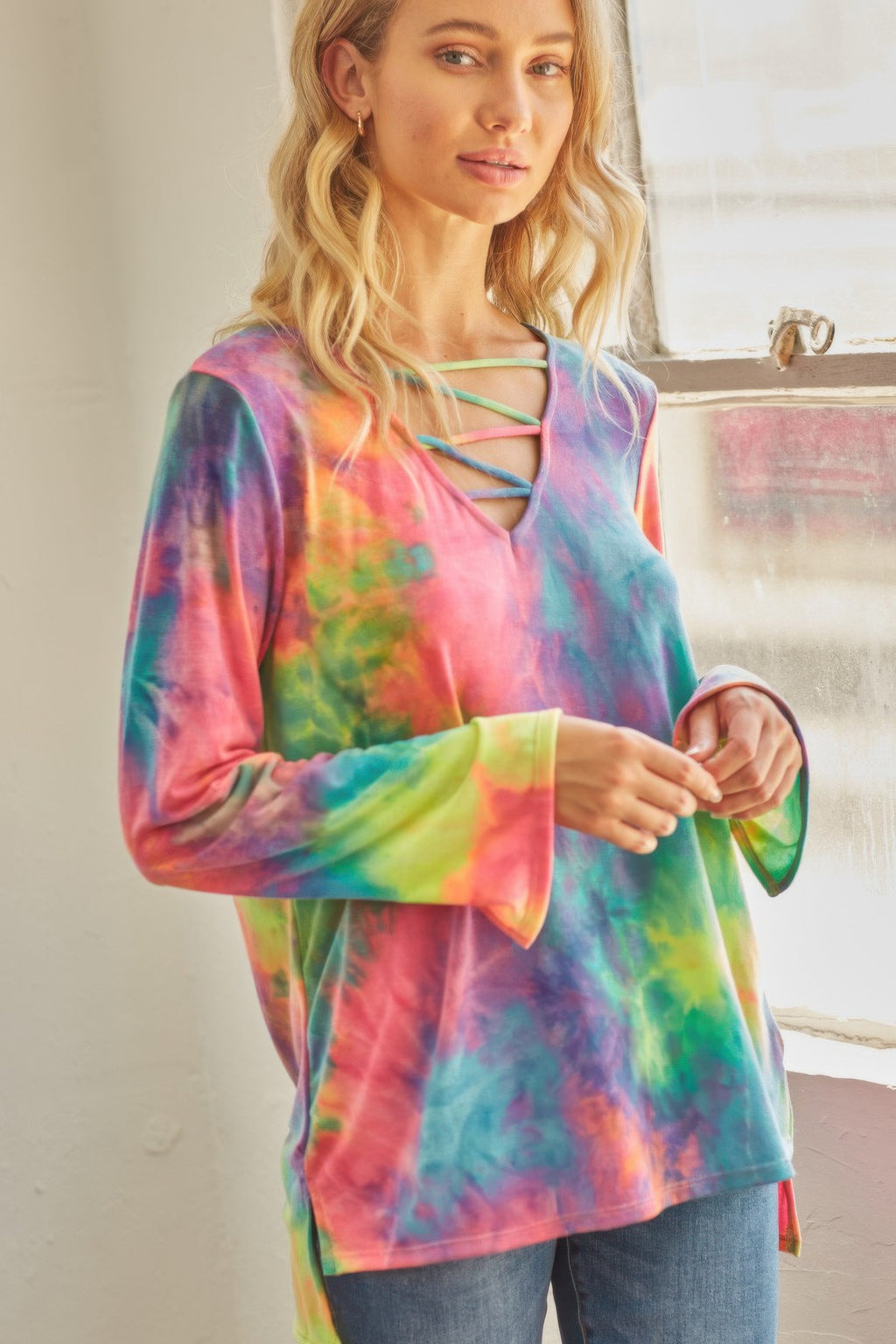 Tie-dye Cage Hi-low Top-Product Type | Naughty Smile Fashion