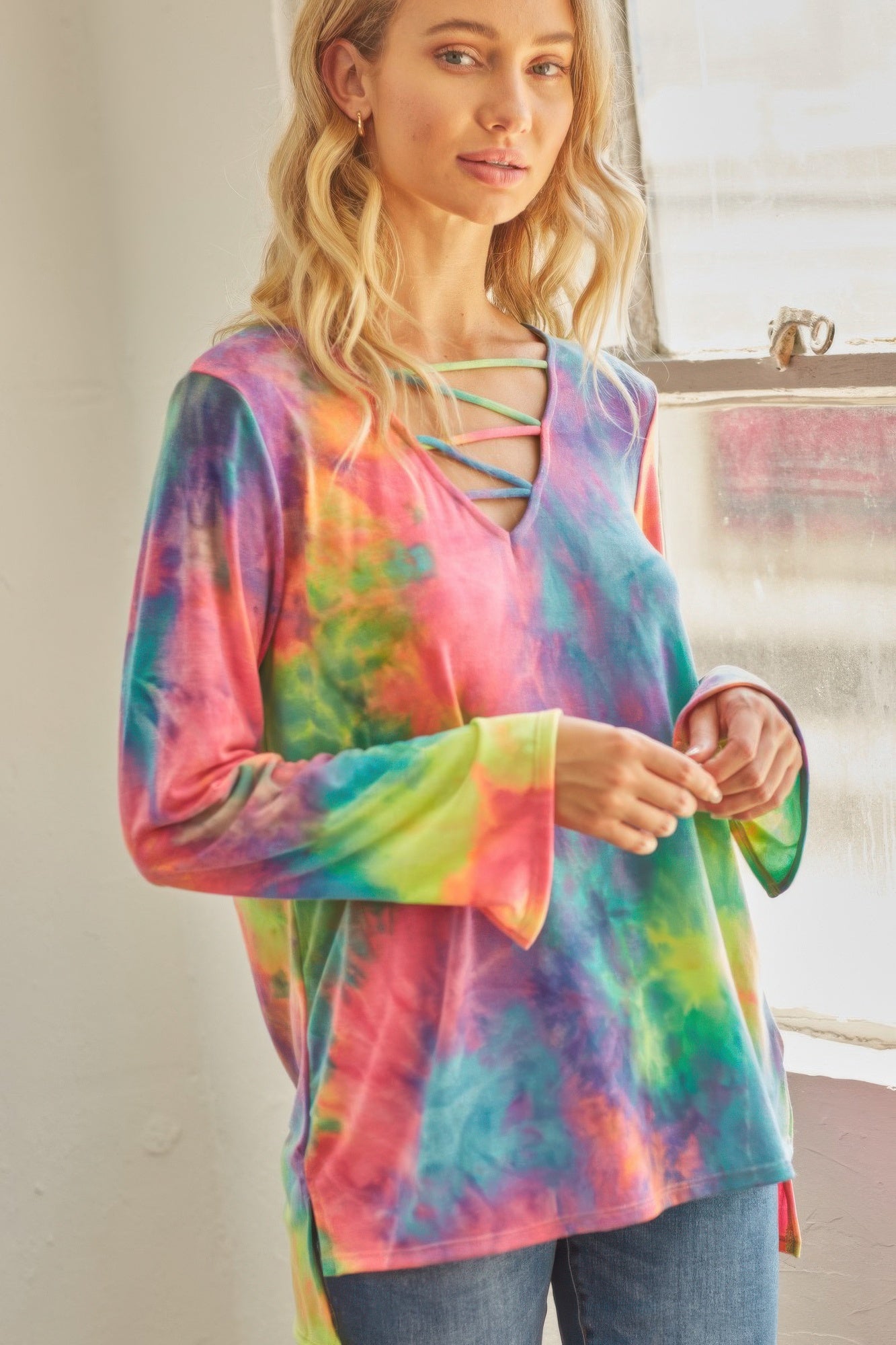 Tie-dye Cage Hi-low Top-Product Type | Naughty Smile Fashion