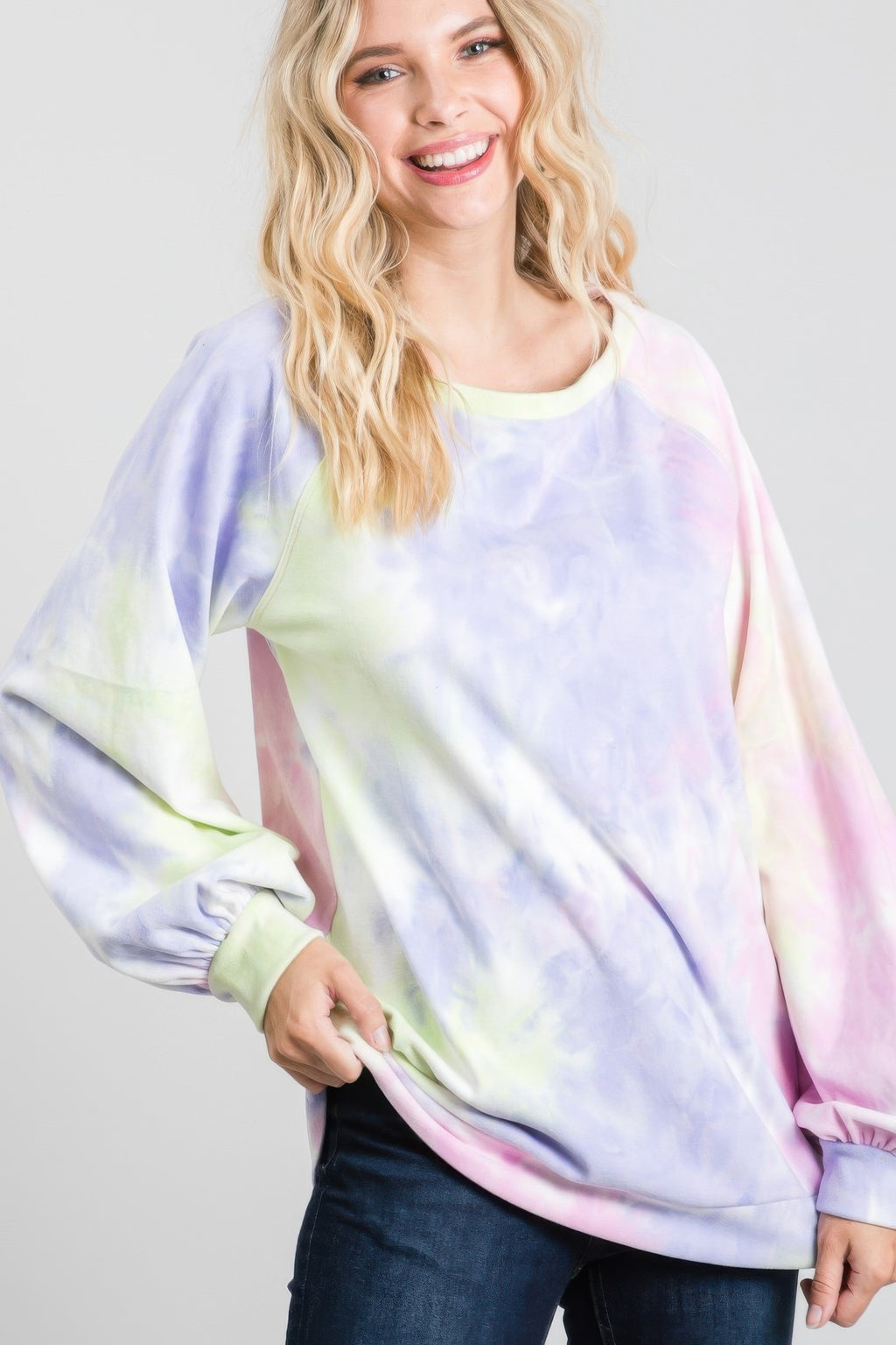 Tie-dye Puff Long Sleeve Top-Product Type | Naughty Smile Fashion