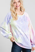 Tie-dye Puff Long Sleeve Top-Product Type | Naughty Smile Fashion