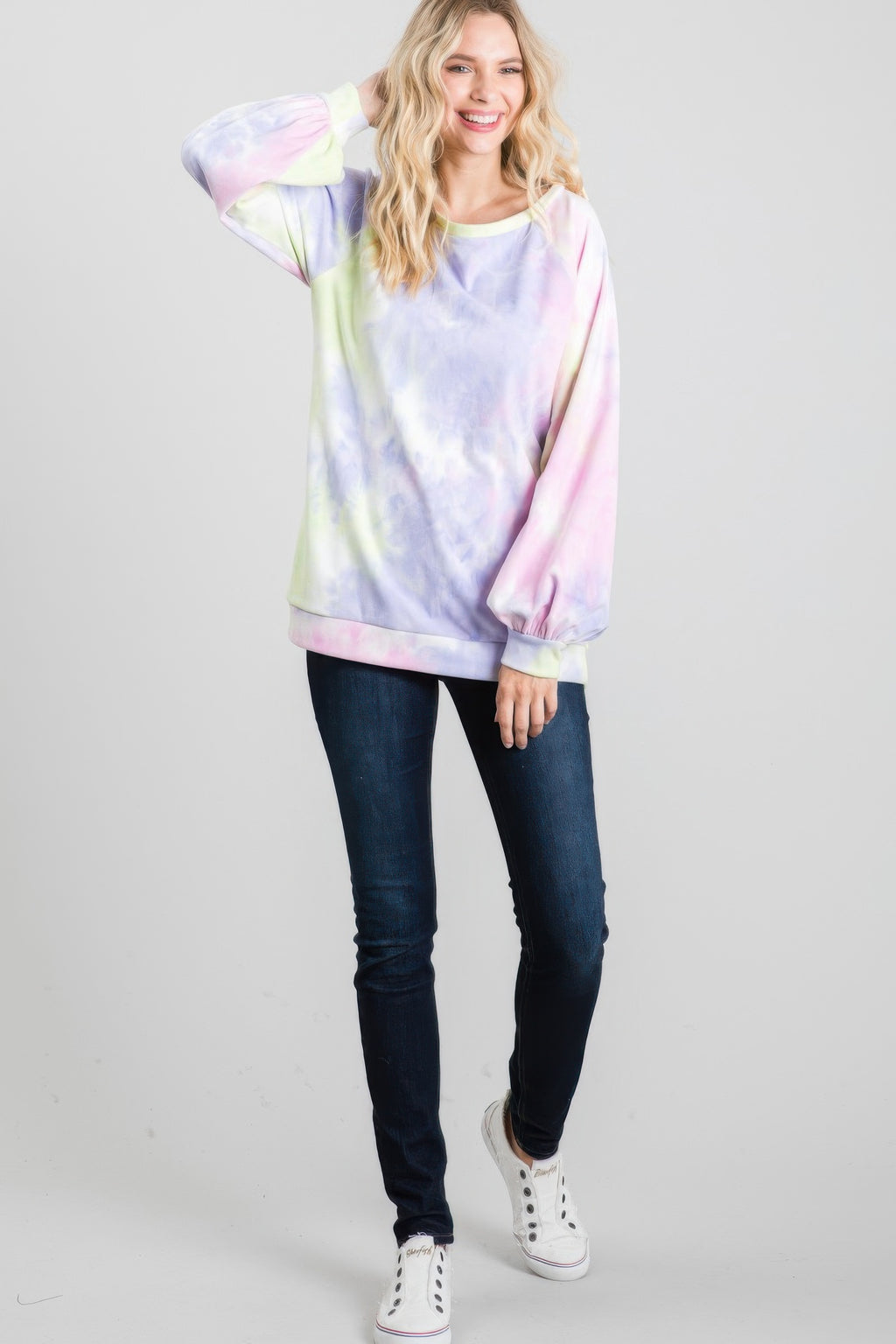 Tie-dye Puff Long Sleeve Top-Product Type | Naughty Smile Fashion