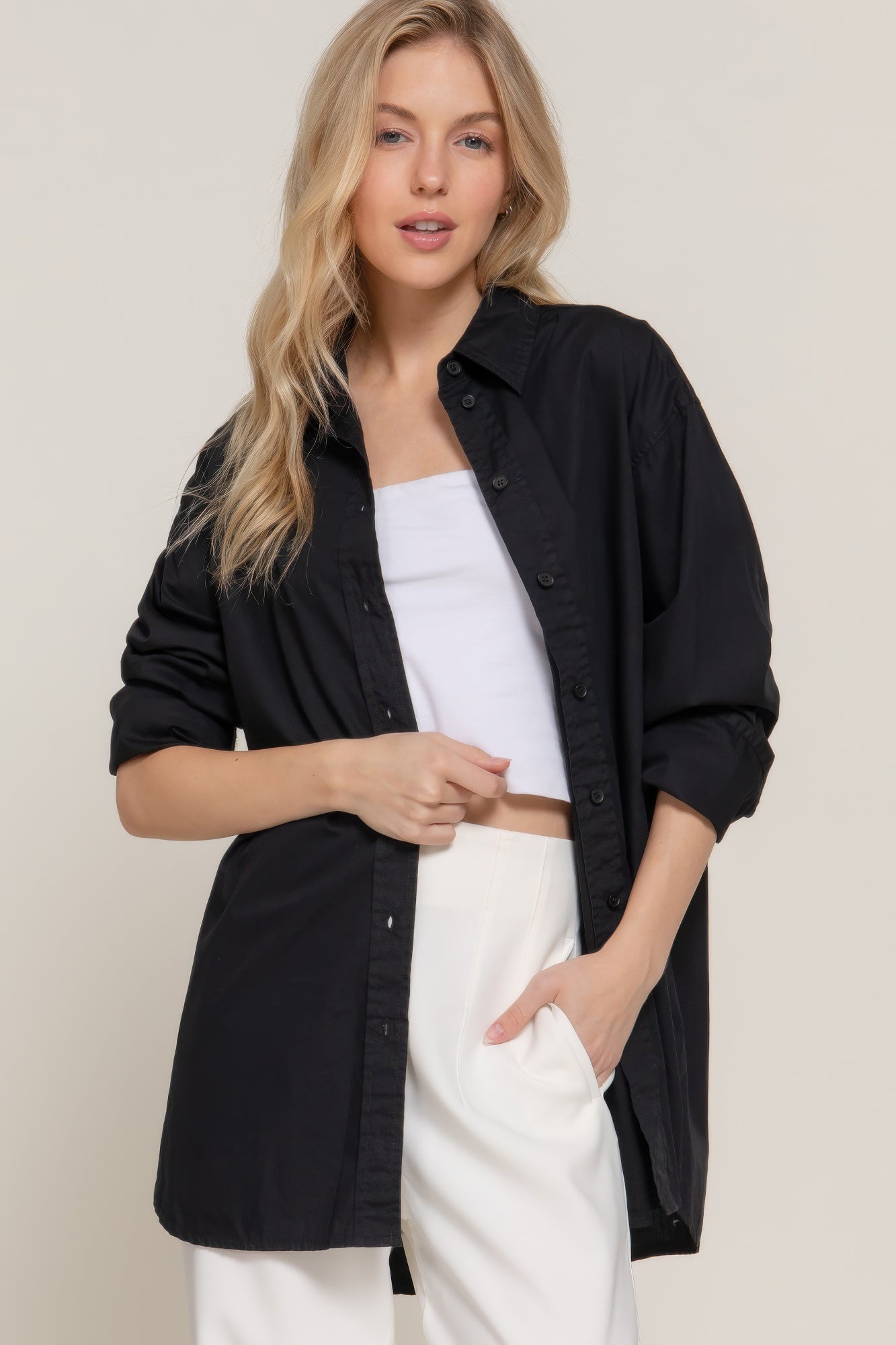 Long Sleeve Loose Fit Shirt-Product Type | Naughty Smile Fashion
