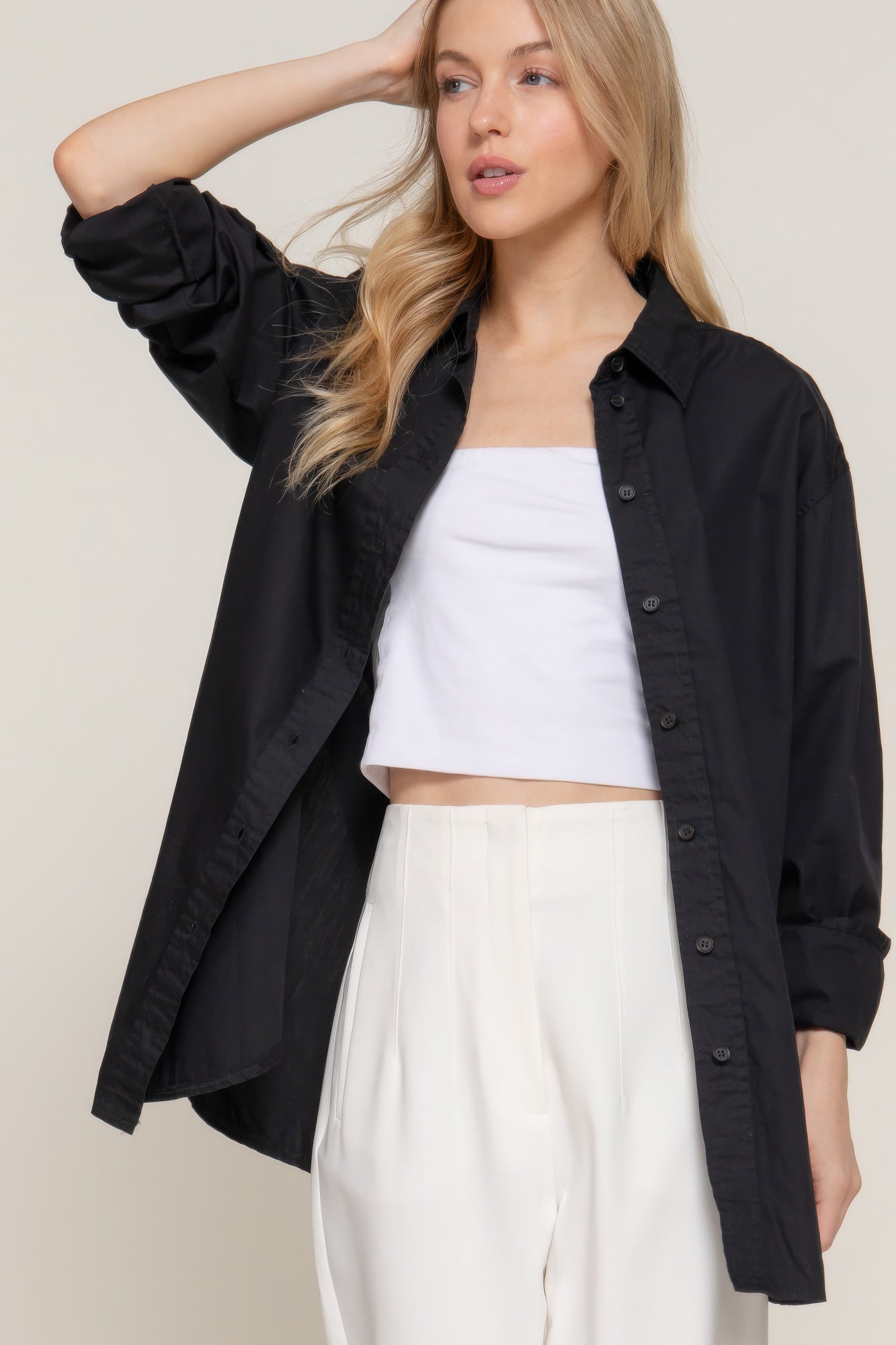 Long Sleeve Loose Fit Shirt-Product Type | Naughty Smile Fashion