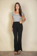 High Waist Stretch Crepe Flare Pants-Product Type | Naughty Smile Fashion