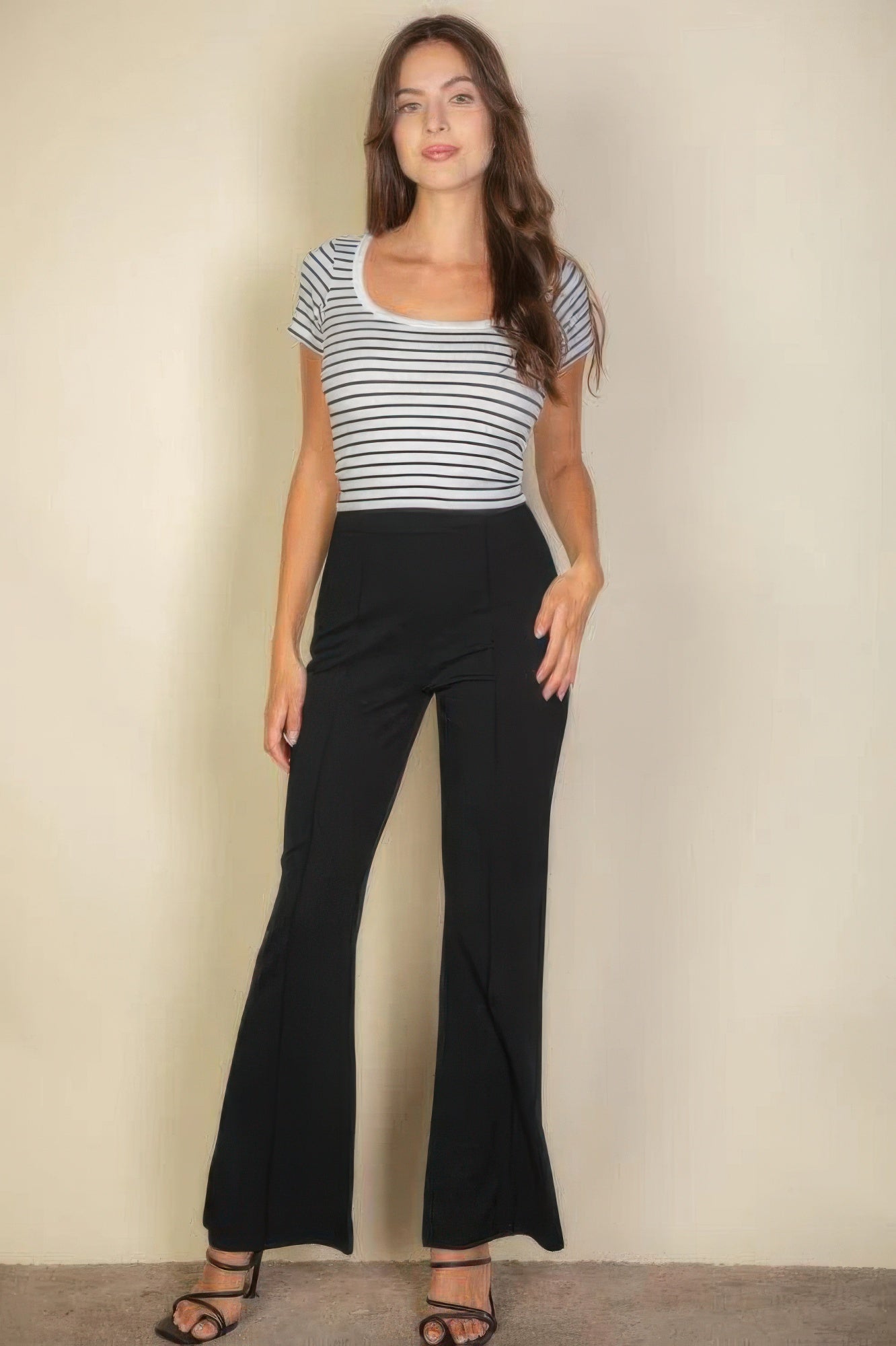High Waist Stretch Crepe Flare Pants-Product Type | Naughty Smile Fashion