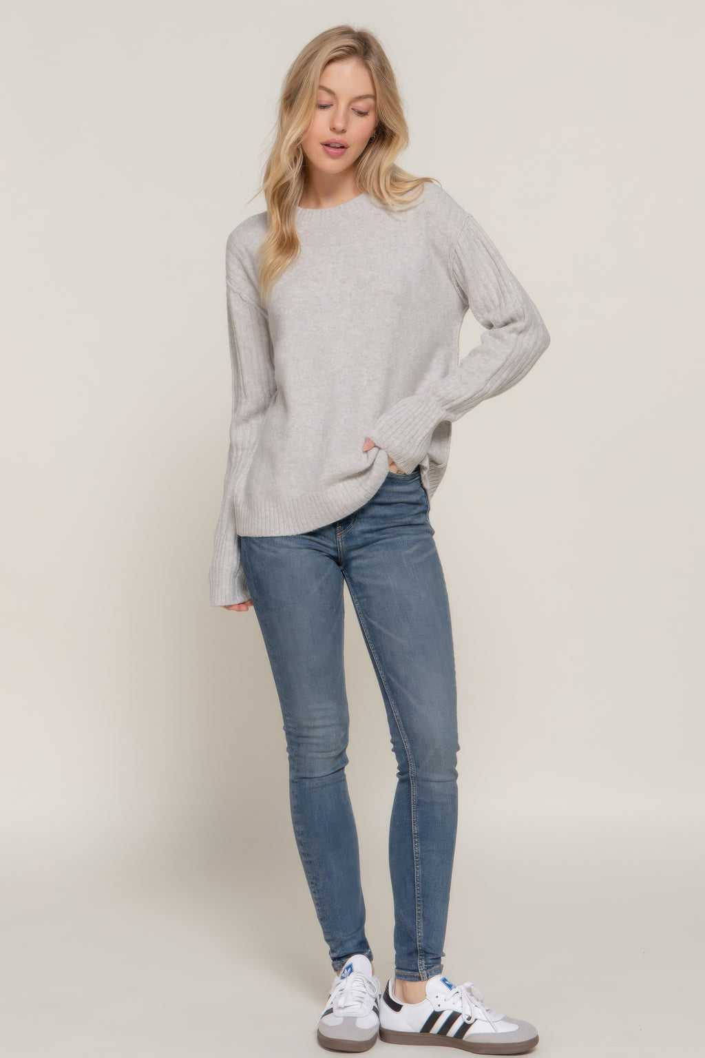 Long Slv Mock Neck Raised Seam Sweater-Product Type | Naughty Smile Fashion