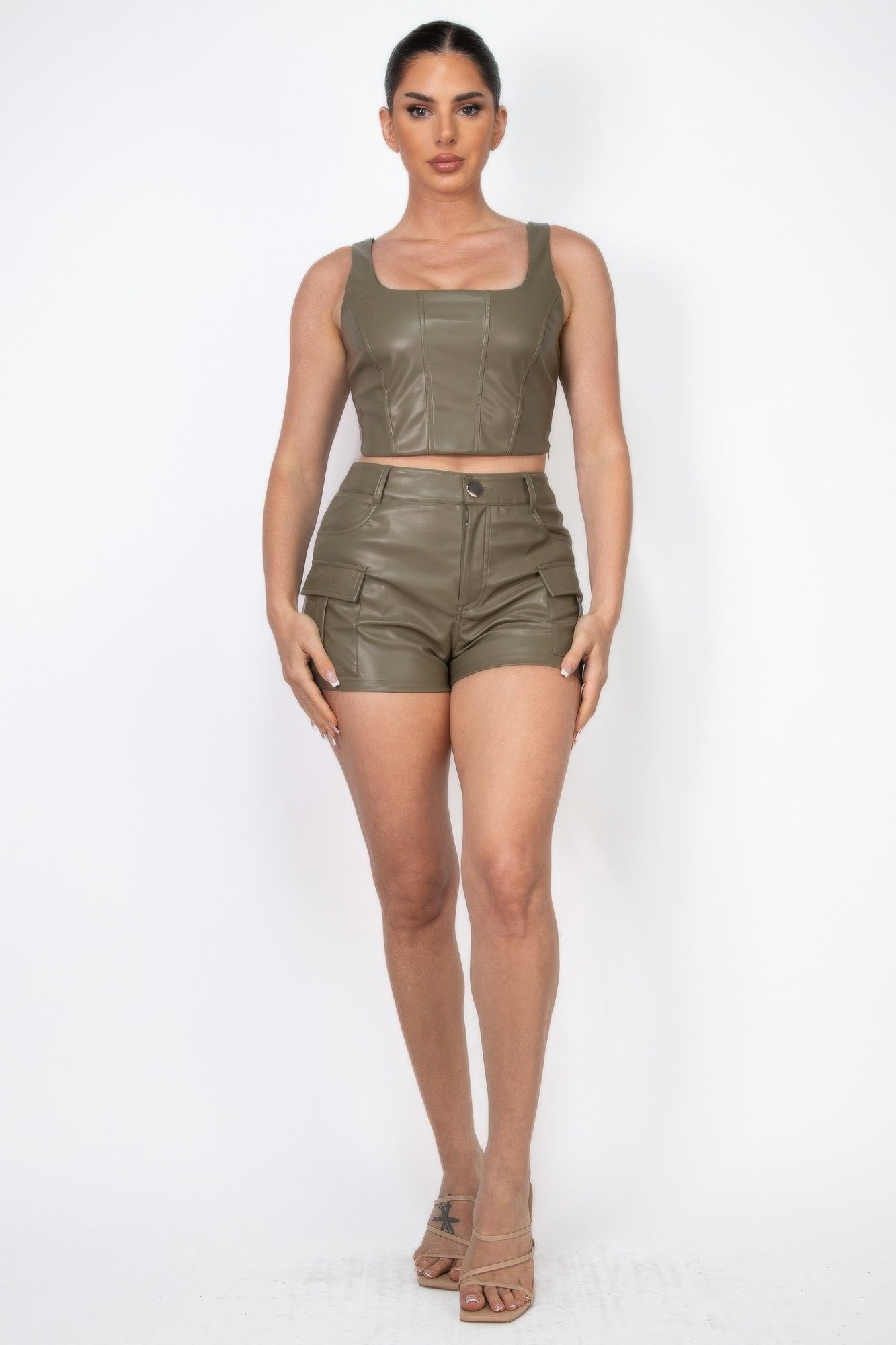 Faux Leather Square Zippered Crop Top-Product Type | Naughty Smile Fashion