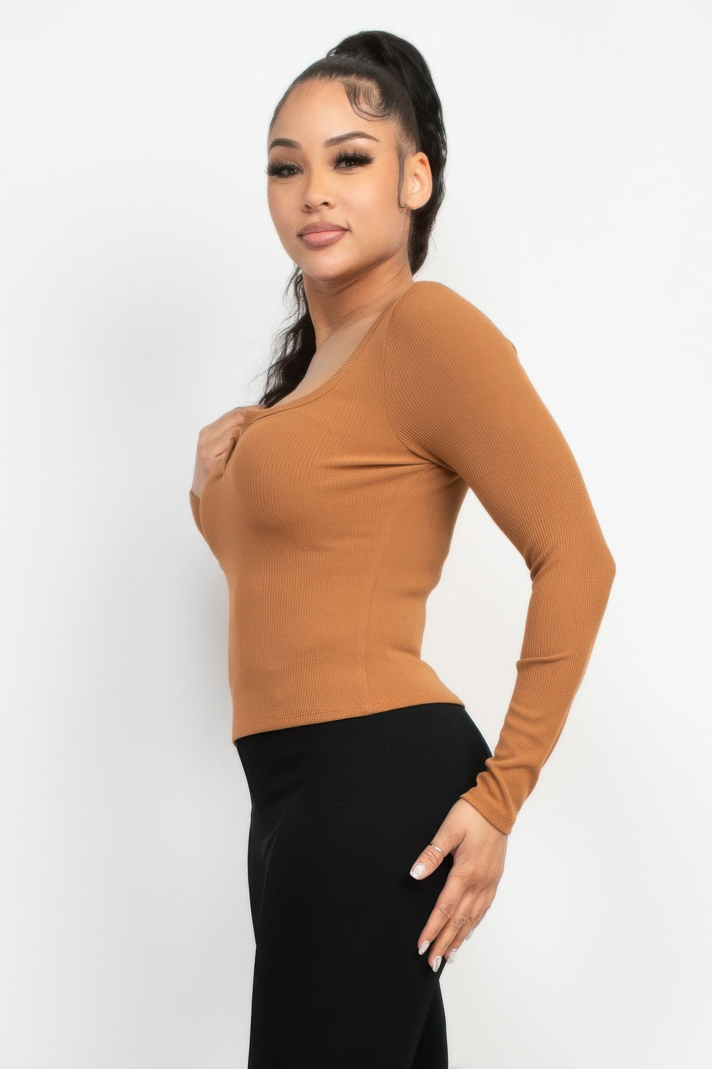 Solid V-collared Neck Top-Product Type | Naughty Smile Fashion
