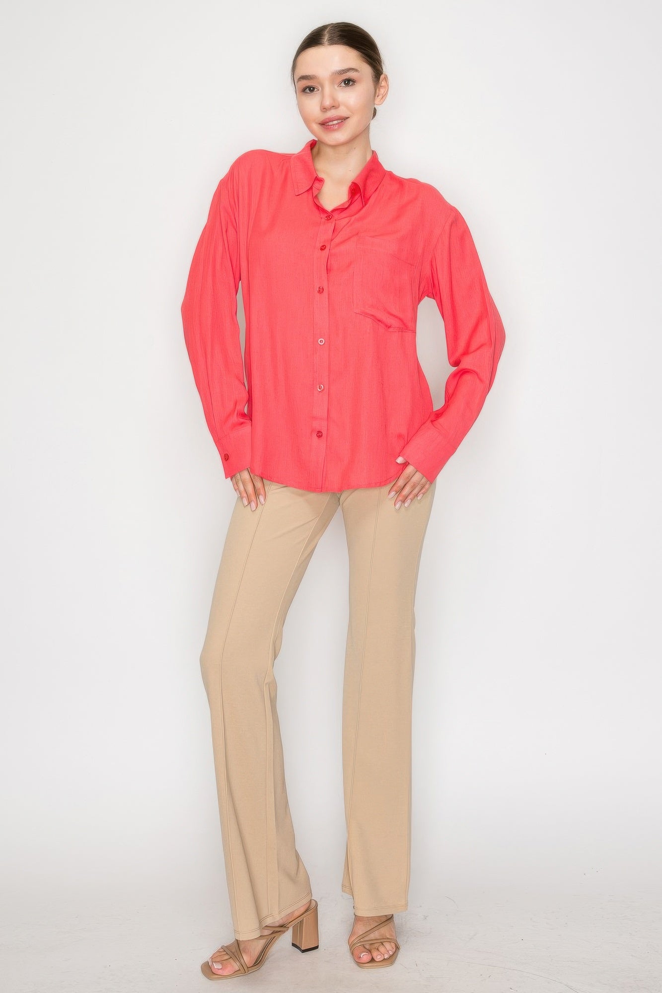 Button Down Collared Linen Shirt-Product Type | Naughty Smile Fashion