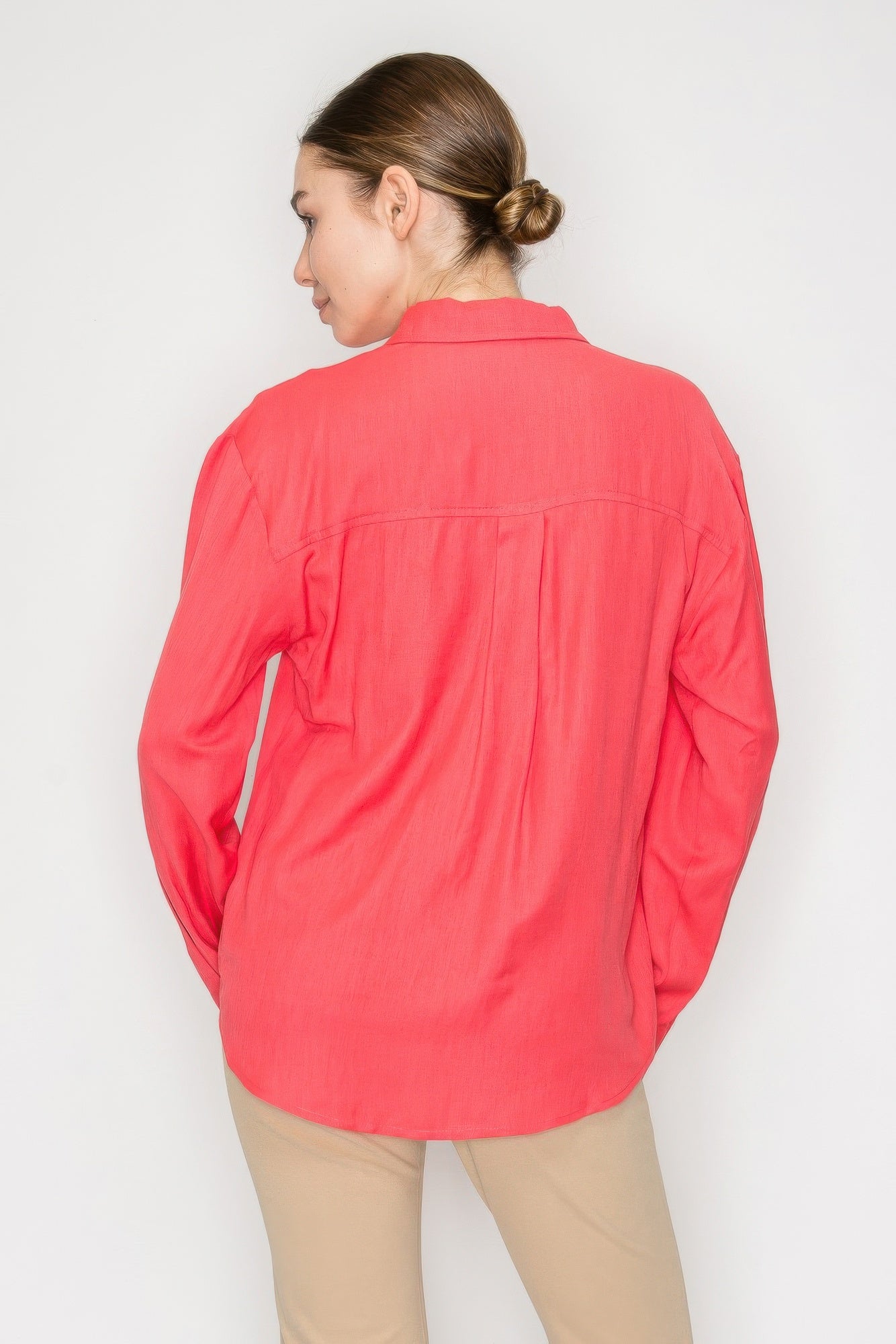 Button Down Collared Linen Shirt-Product Type | Naughty Smile Fashion