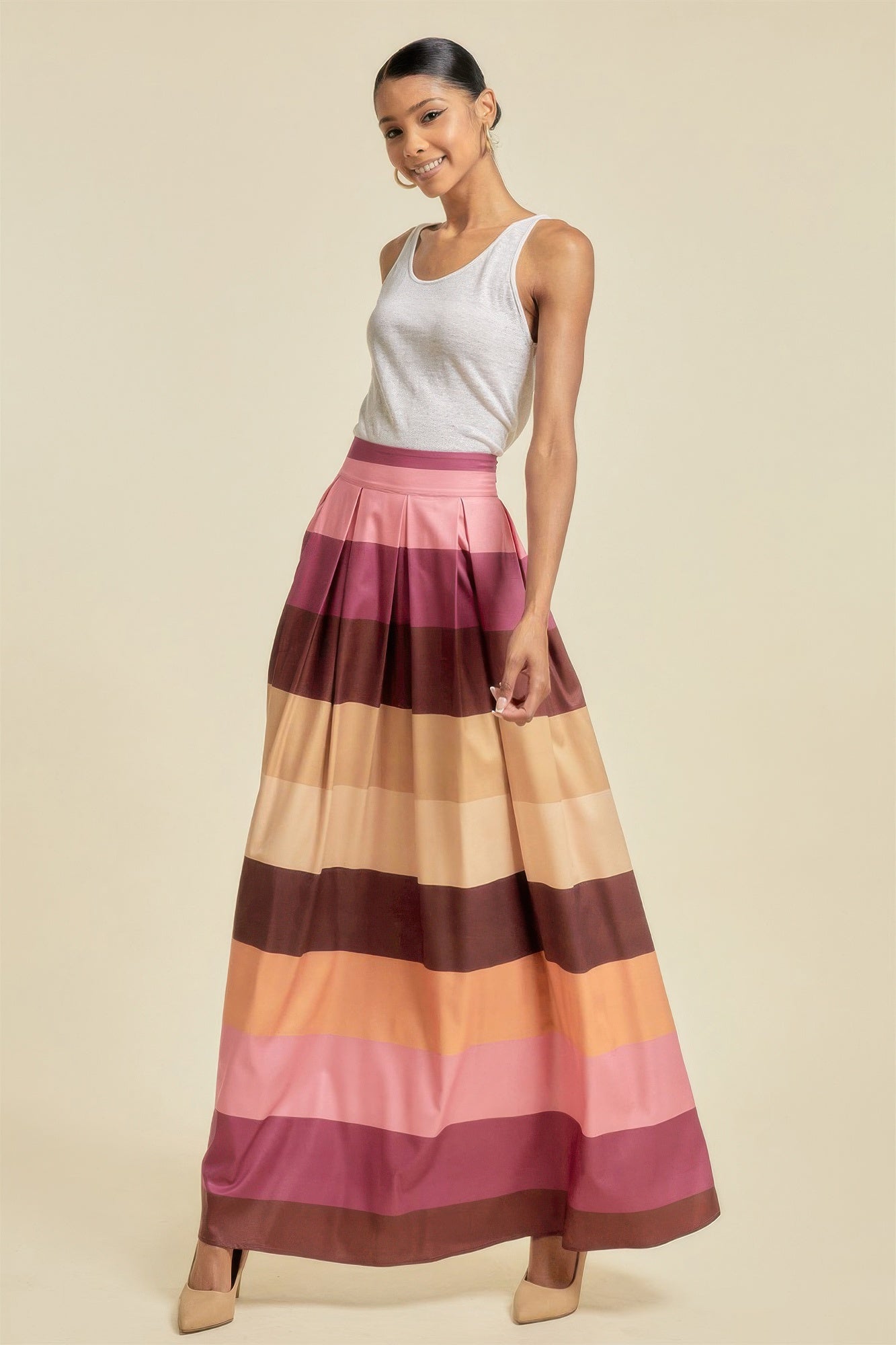 Color Block Maxi Skirt With Pockets-Product Type | Naughty Smile Fashion