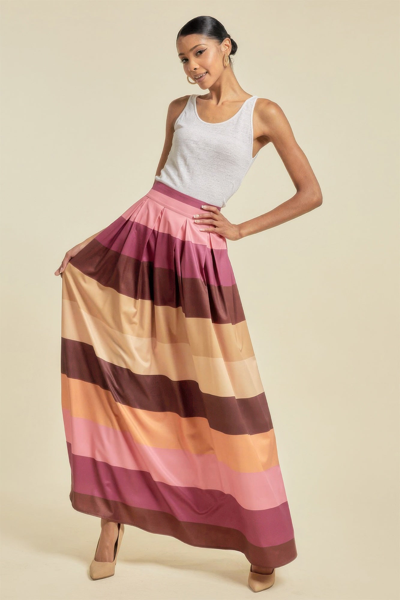 Color Block Maxi Skirt With Pockets-Product Type | Naughty Smile Fashion