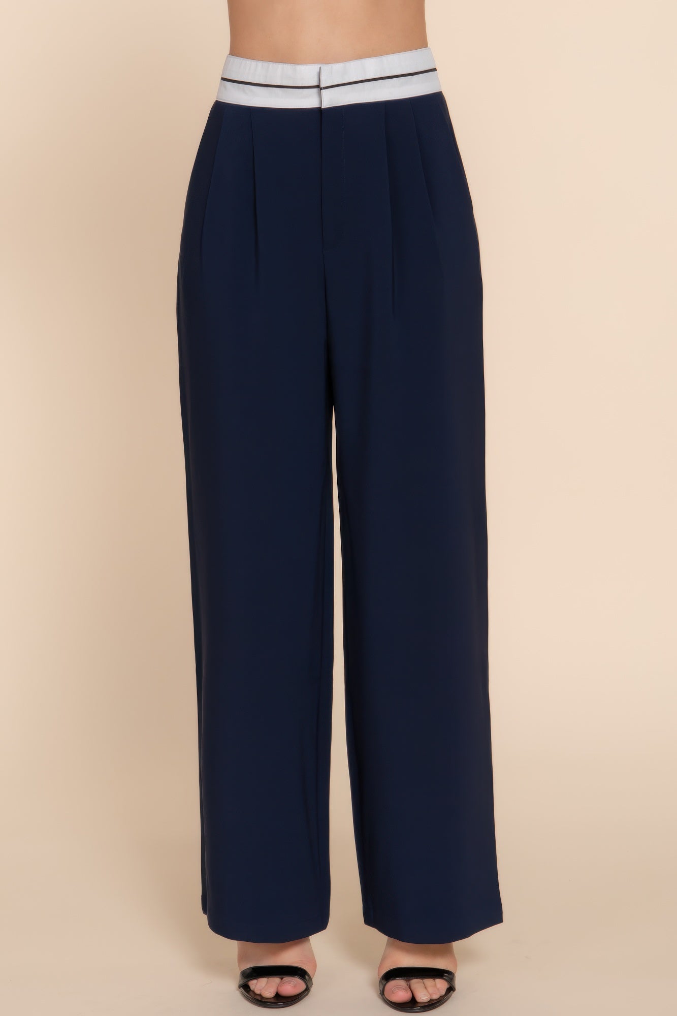 Contrast Waistband Straight Long Pants-Product Type | Naughty Smile Fashion