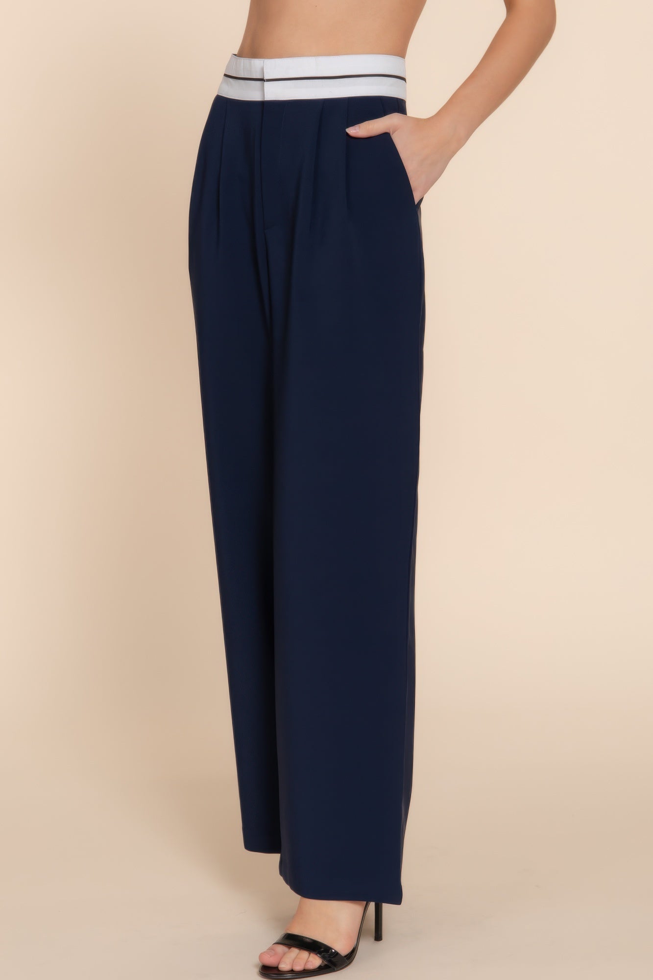 Contrast Waistband Straight Long Pants-Product Type | Naughty Smile Fashion