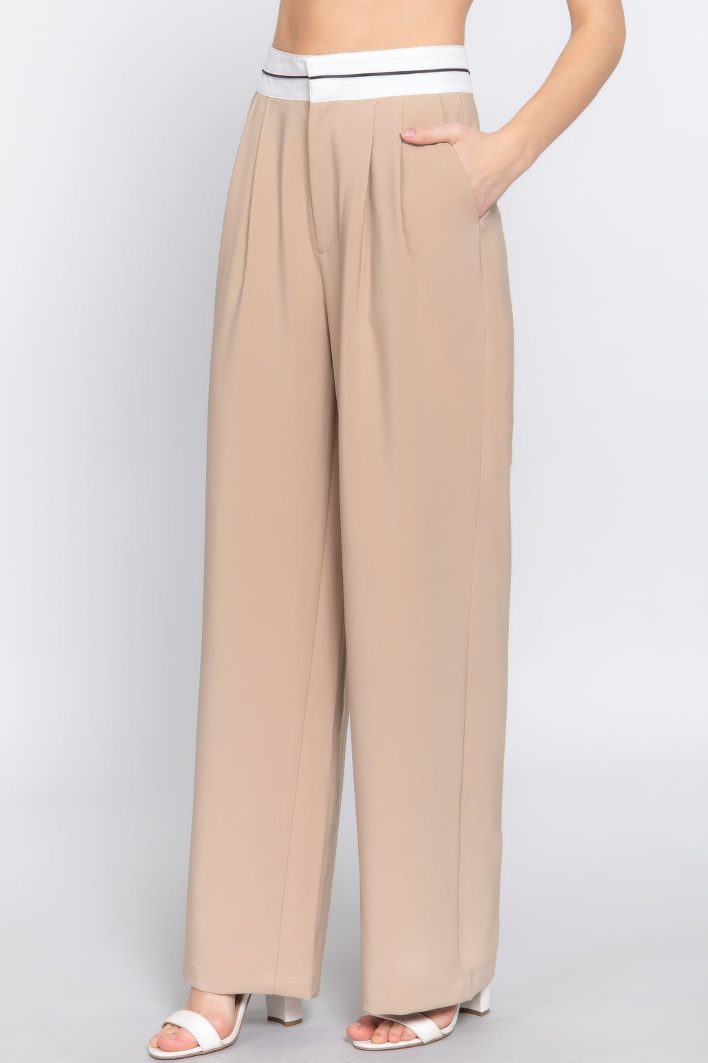 Contrast Waistband Straight Long Pants-Product Type | Naughty Smile Fashion