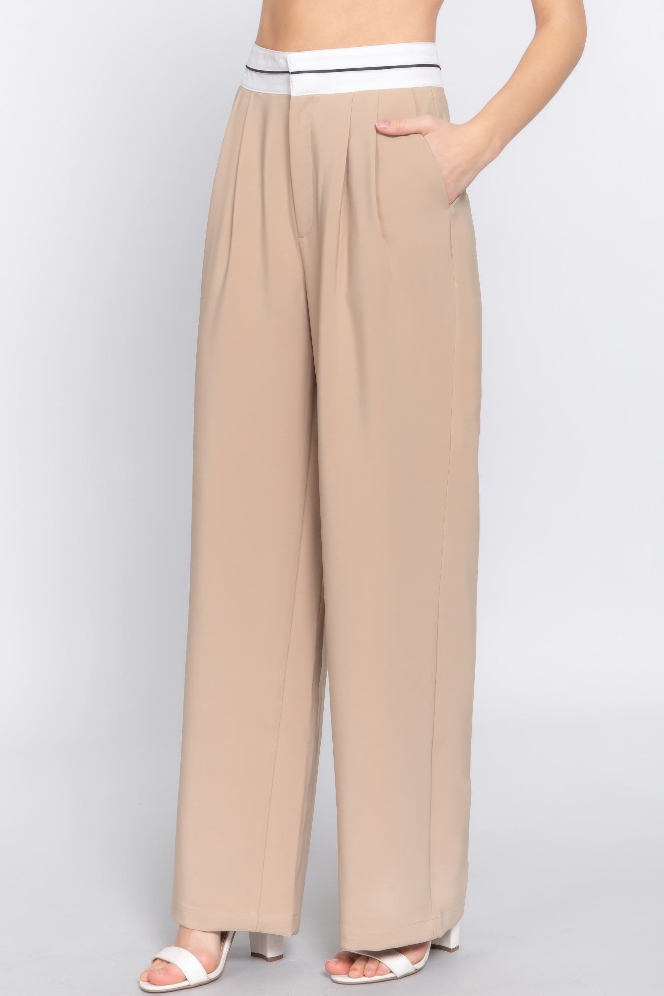 Contrast Waistband Straight Long Pants-Product Type | Naughty Smile Fashion