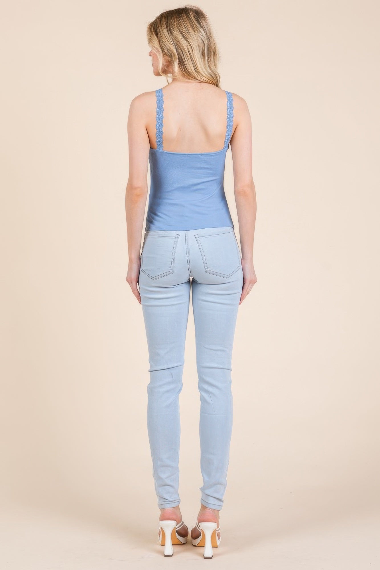 Ribbed V-neck Lace Trim With Strap Tank Top-Product Type | Naughty Smile Fashion