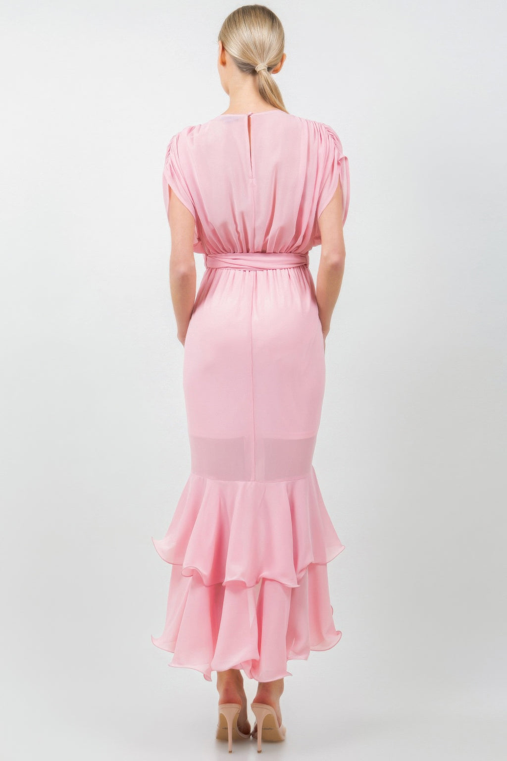 Solid Tie Waist Ruffle Midi Dress-Product Type | Naughty Smile Fashion