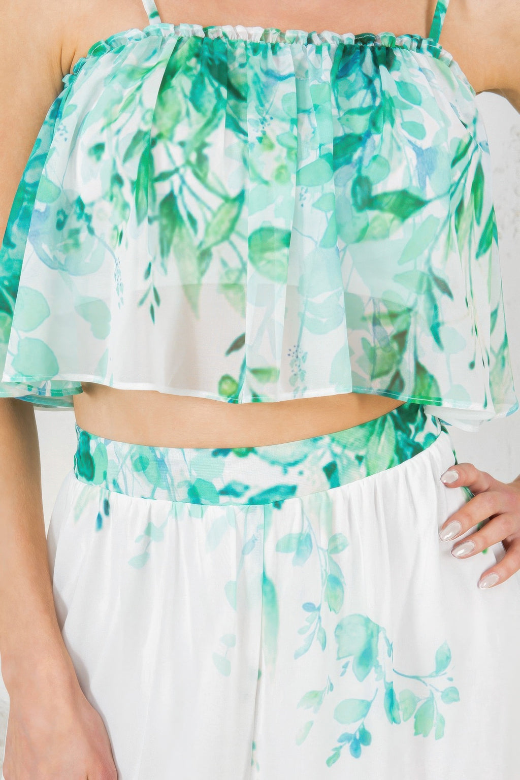 Printed Crop Top & Wide Leg Long Pants Set-Product Type | Naughty Smile Fashion