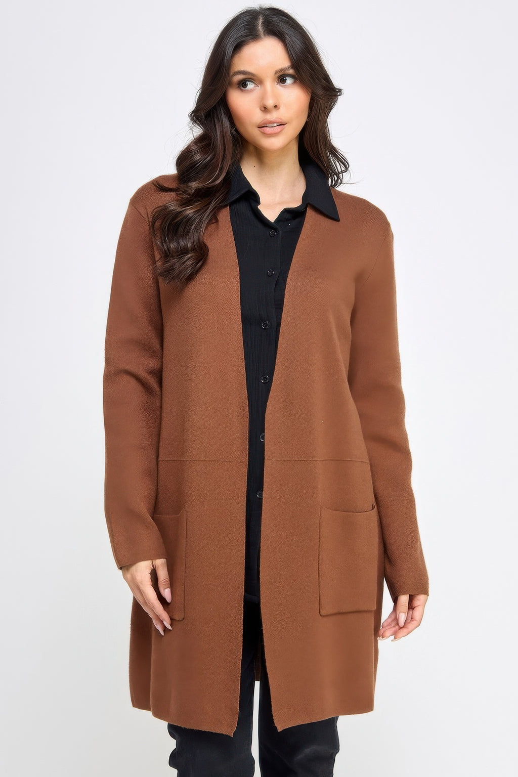Basic Soft Long Line Open Front Sweater Cardigan-Product Type | Naughty Smile Fashion