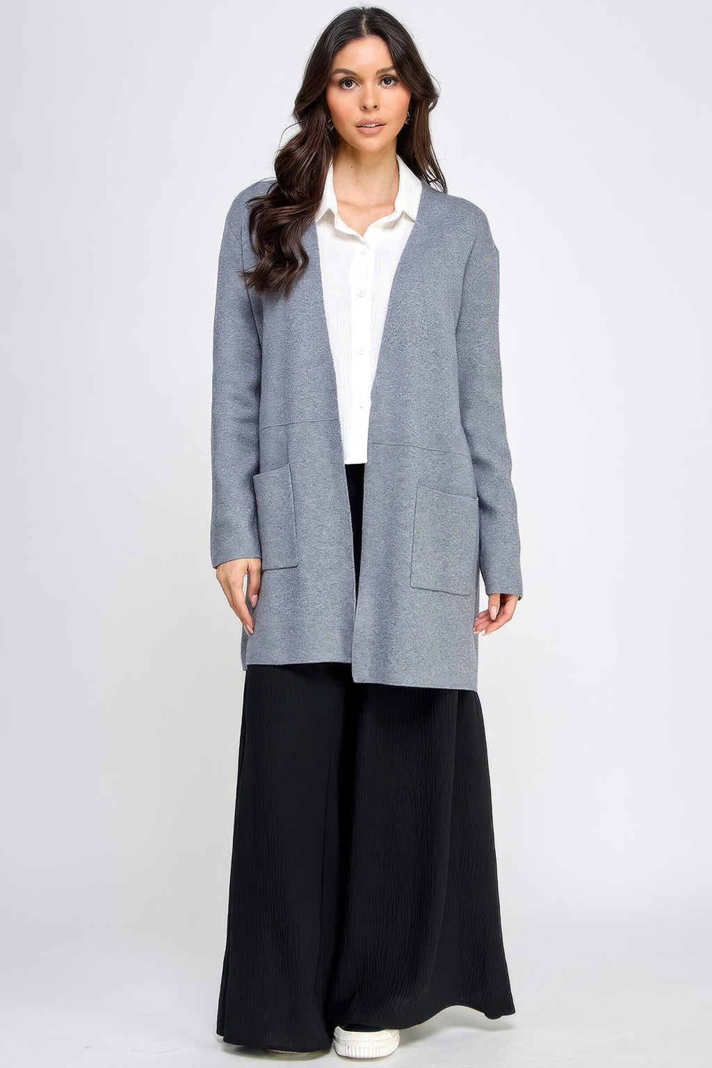 Basic Soft Long Line Open Front Sweater Cardigan-Product Type | Naughty Smile Fashion