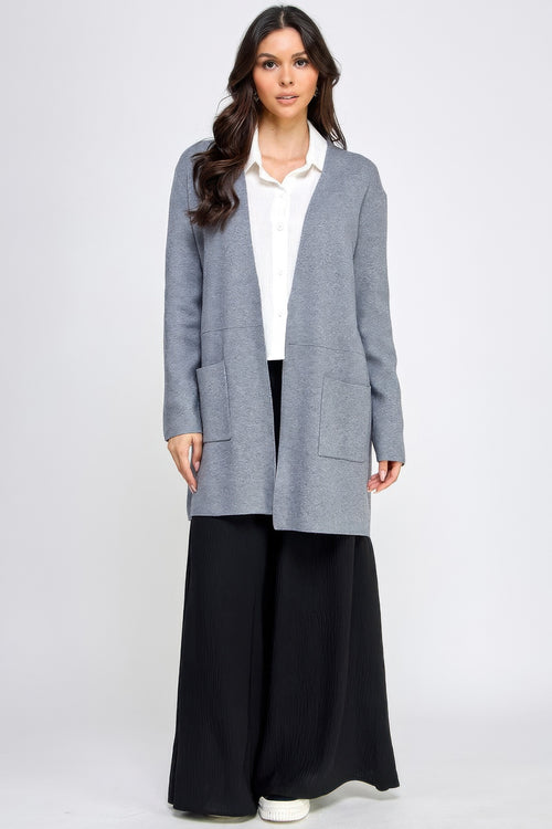 Basic Soft Long Line Open Front Sweater Cardigan-Product Type | Naughty Smile Fashion