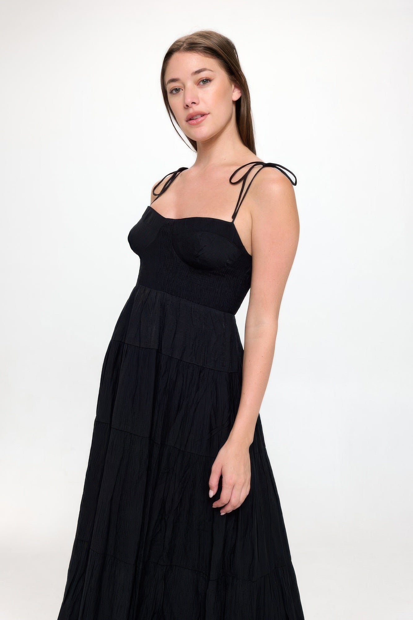 Solid Smocked Ruffle Maxi Dress-Product Type | Naughty Smile Fashion